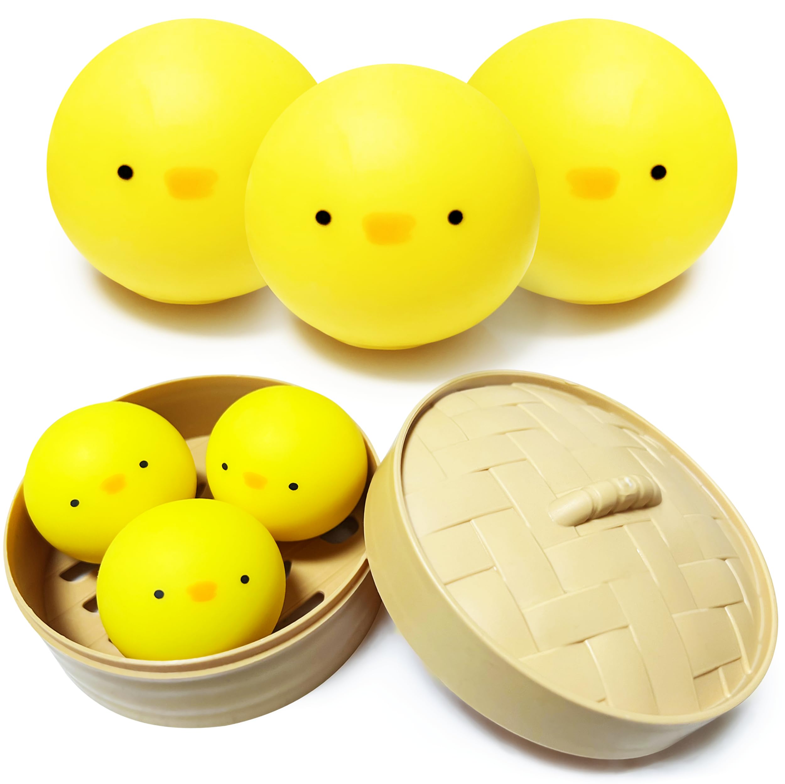 ZTATU Mini Chick Dumpling Squishy Fidget Toys (3 Pack) - Stress Relief Balls for Kids & Adults, Cute Easter Basket Stuffers, Party Favors - Perfect for Anxiety Relief, Classroom Rewards & Sensory Play
