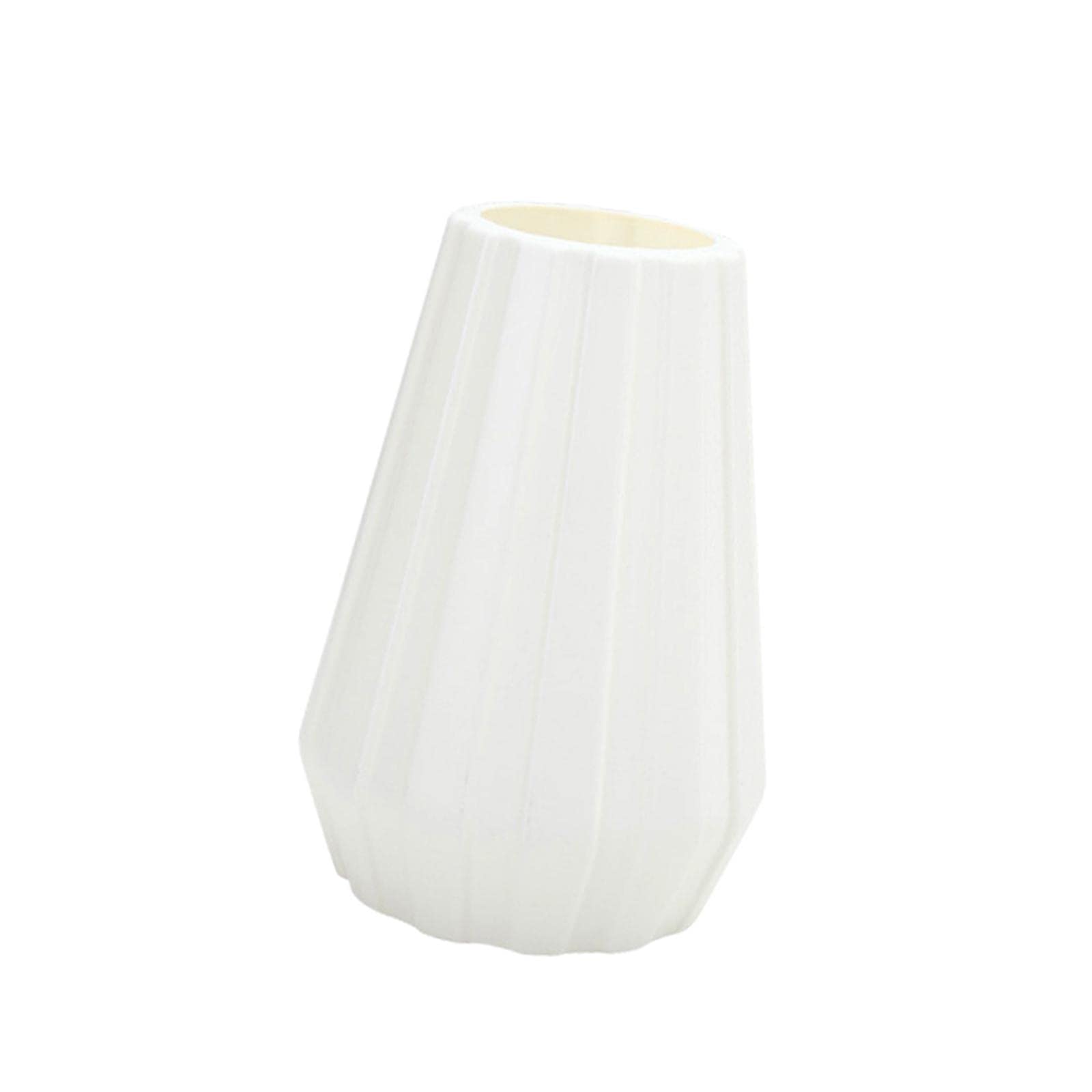 SM SunniMix Creative White Non-Breakable Rhombus Origami Flower Vase with Artificial Flowers - Nordic Style Office Decor for Desk, Home & Wedding Arrangements