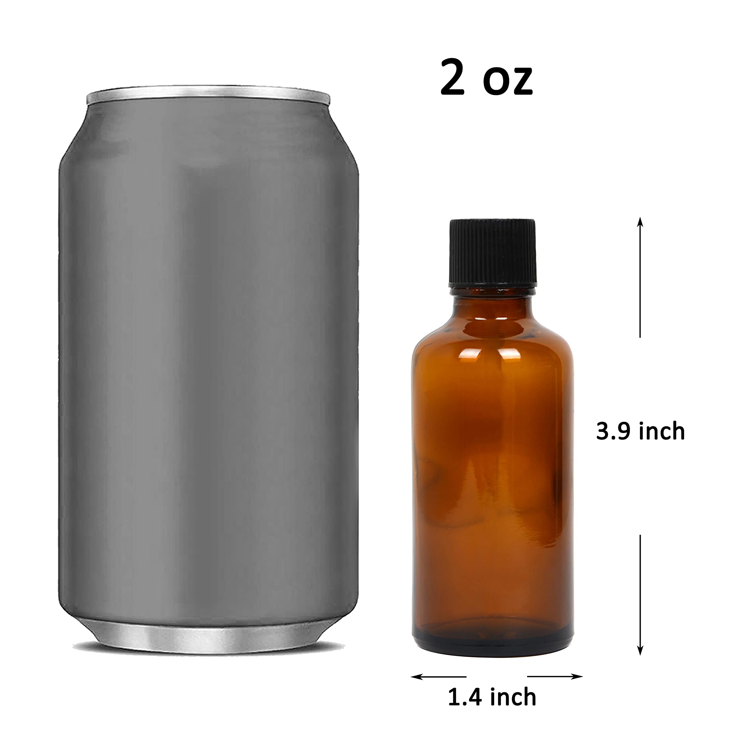 Youngever 16 Pack 2oz Amber Glass Bottles with Lids - Refillable Essential Oil Containers for Vanilla Extract, DIY Beauty & Aromatherapy - Perfect for Home, Spa & Gift Packaging