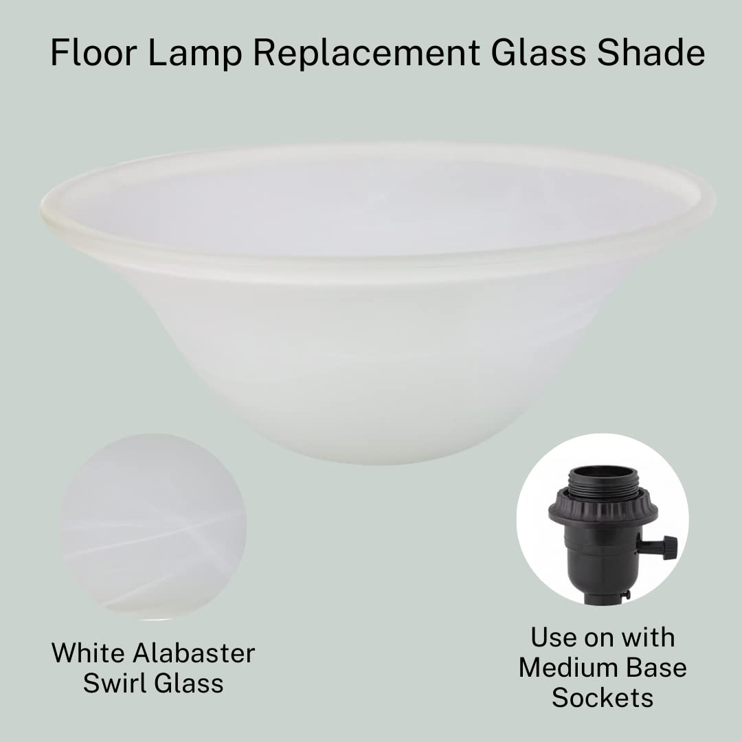LIGHTACCENTS Alabaster White Glass Lamp Shade Replacement for Floor Lamps - Elegant Light Fixture Cover - Perfect for Living Room, Bedroom & Office Decor
