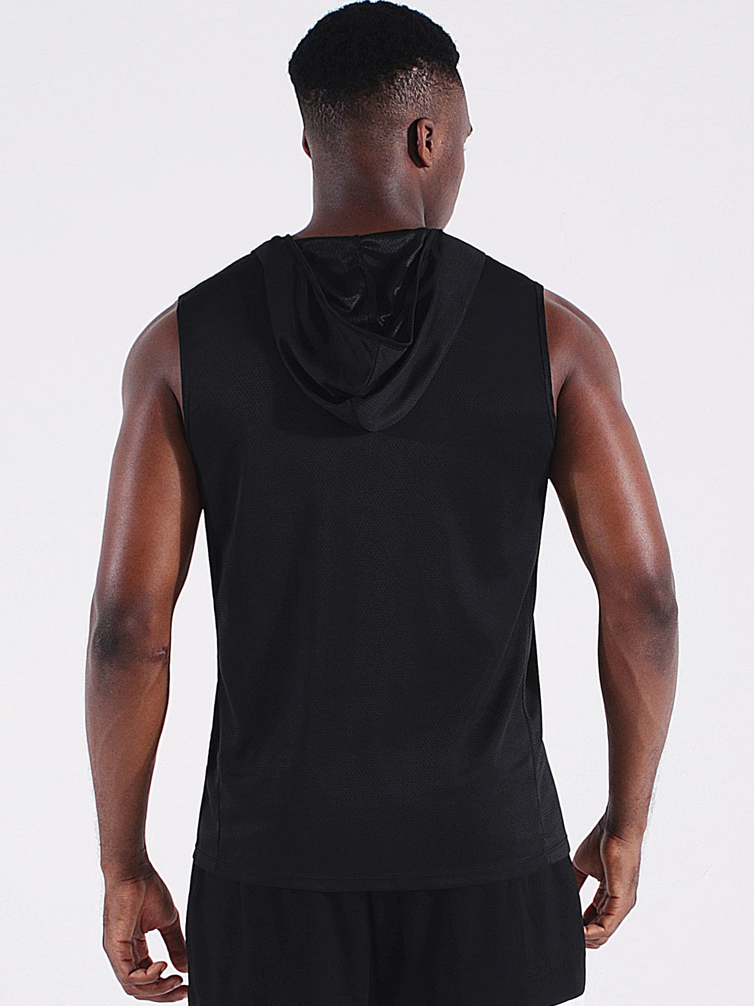 Neleus Men's Running Tank Tops 3 Pack - Breathable Sleeveless Workout Shirts with Hoods for Gym, Jogging & Outdoor Sports | Moisture-Wicking Athletic Shirts for Men