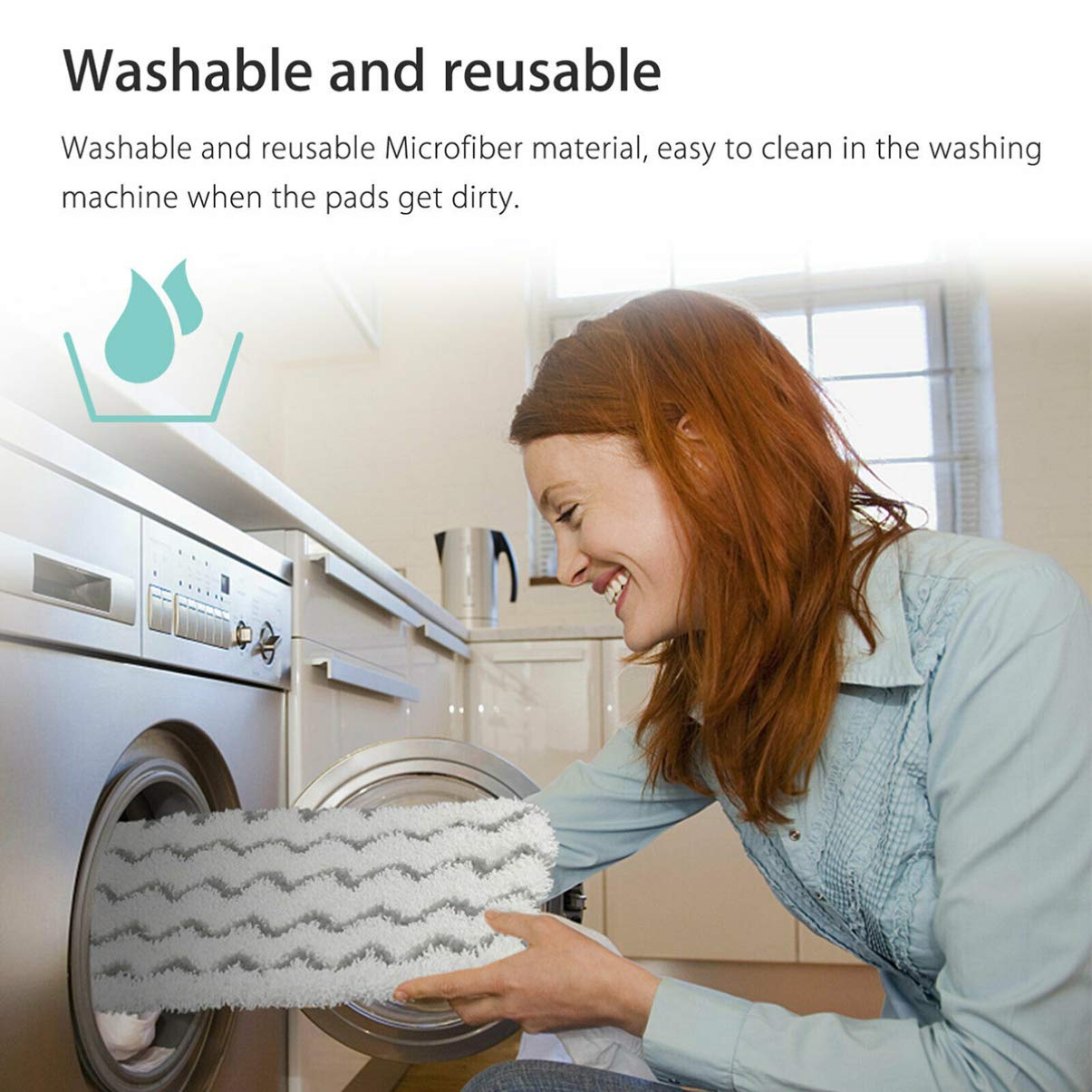 VOSAREA 3-Pack Washable Cotton Mop Replacement Pads for Steam Mops - White, Durable & Absorbent Cleaning Cloth Refills for Floors, Tiles & Hardwood - Perfect for Home, Kitchen & Bathroom Cleaning