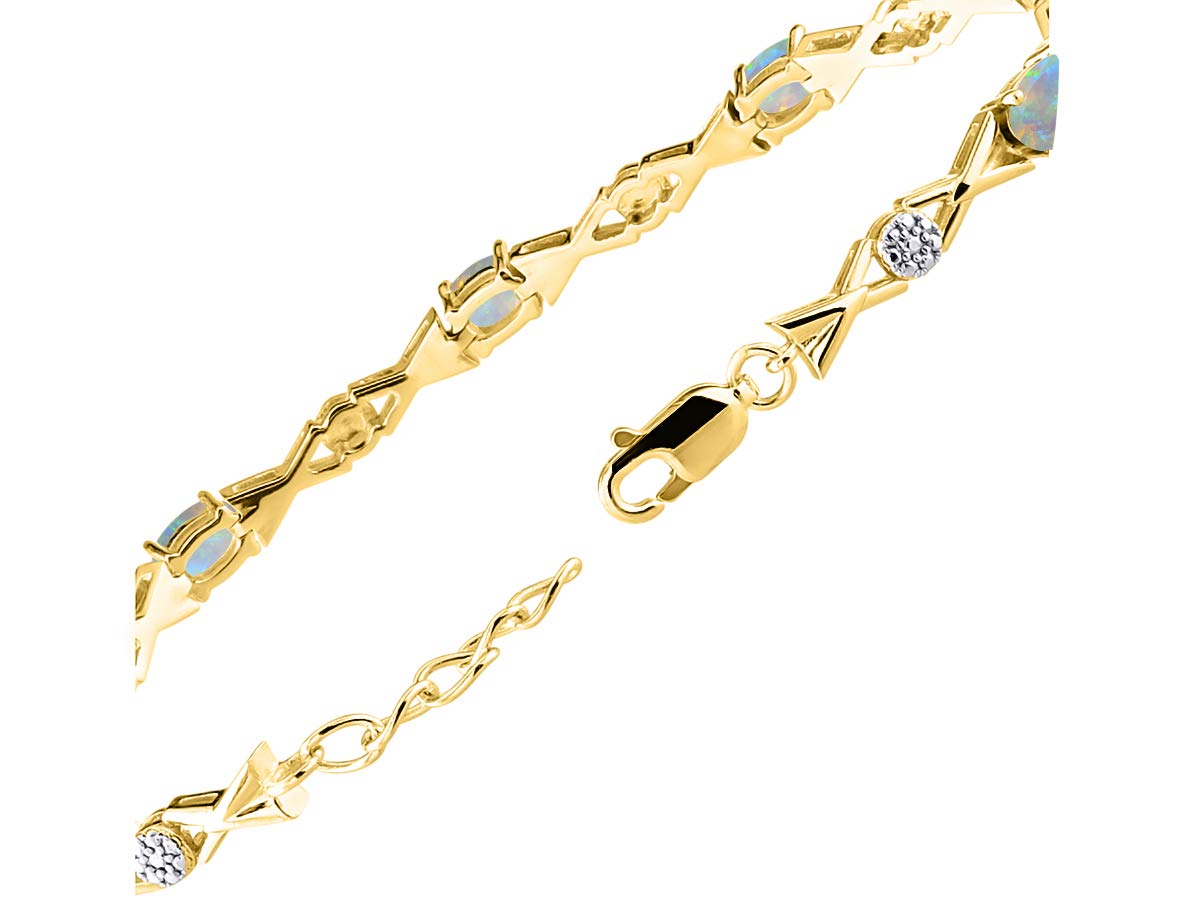 RYLOS Women's Yellow Gold Plated XOXO Hugs & Kisses Tennis Bracelet with Genuine Diamonds & Gemstones - Adjustable 7