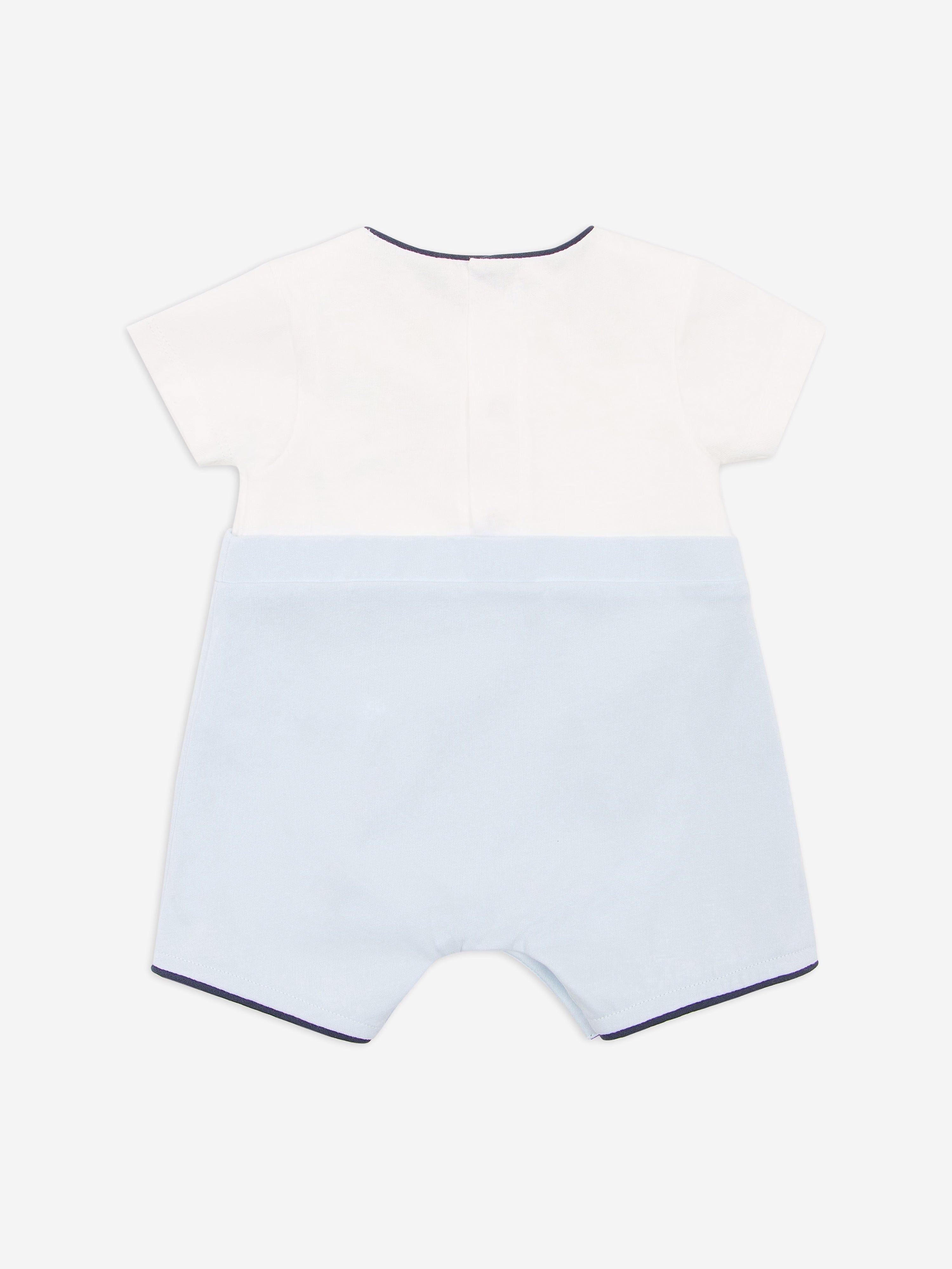 Blue Baby Boys Logo Romper - Soft Cotton Jumpsuit for Infants & Toddlers - Perfect for Playtime, Outings & Photo Shoots