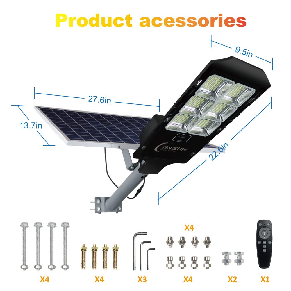 800W Solar LED Street Lights Outdoor - High Lumens Dusk to Dawn Security Lighting with Motion Sensor, Waterproof Solar Flood Light Fixture for Parking Lot, Garden, Yard, Court | Perfect for Stadium, Driveway & Pathway Lighting