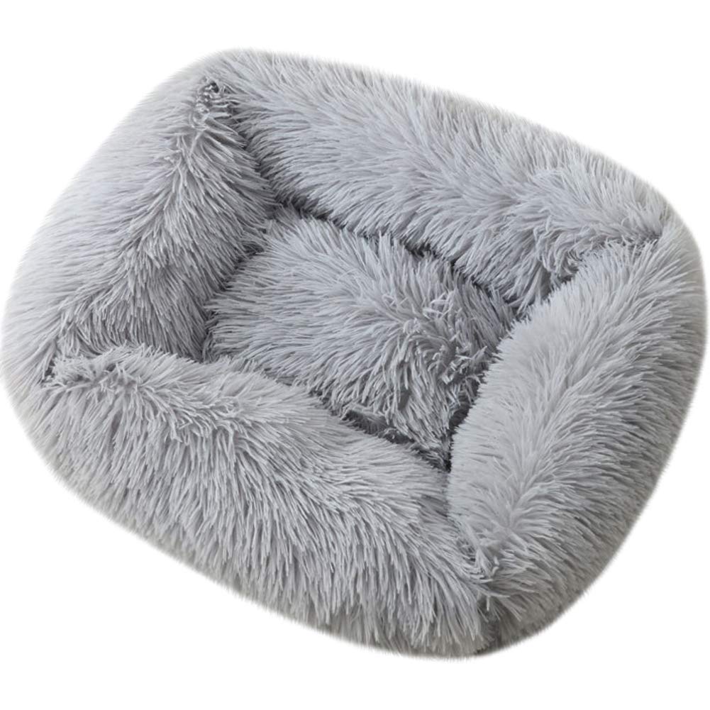 La La Pet® Donut Dog & Cat Bed - Cozy Cave Burrow Bed with Self-Warming Feature, Soft Plush Cuddler for Small & Medium Pets (Gray) | Calming Pet Bed for Improved Sleep - Perfect for Living Room, Bedroom & Pet Travel