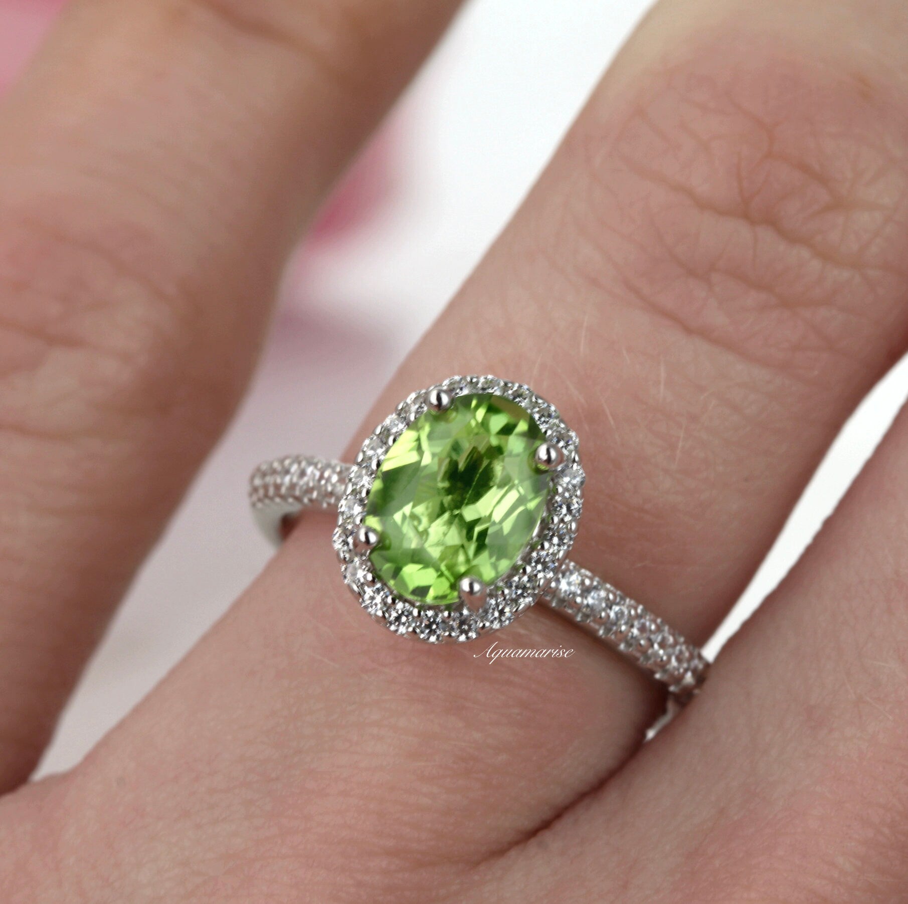 Peridot Sterling Silver Ring for Women - Elegant Iris Green Gemstone Jewelry for Everyday Wear & Special Occasions