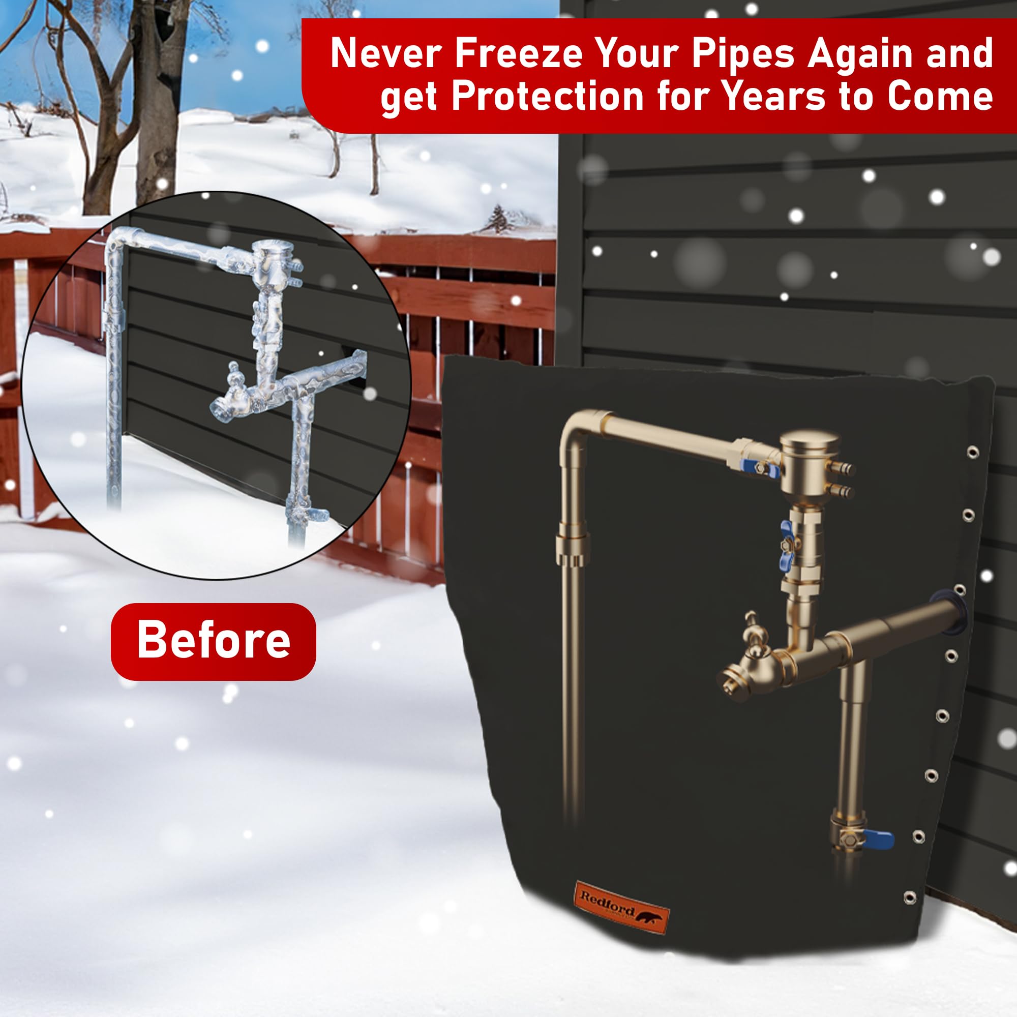Redford Supply Co. 0°F Cold Snap 2-Way Custom Backflow Preventer Cover - 24