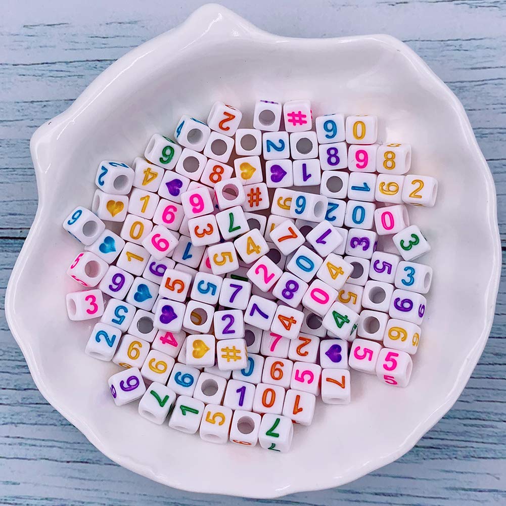 1000 Pcs Acrylic Letter Beads & Number Beads for Jewelry Making - Large Hole Alphabet Beads with Elastic String - DIY Bracelets, Necklaces, Keychains & Friendship Gifts