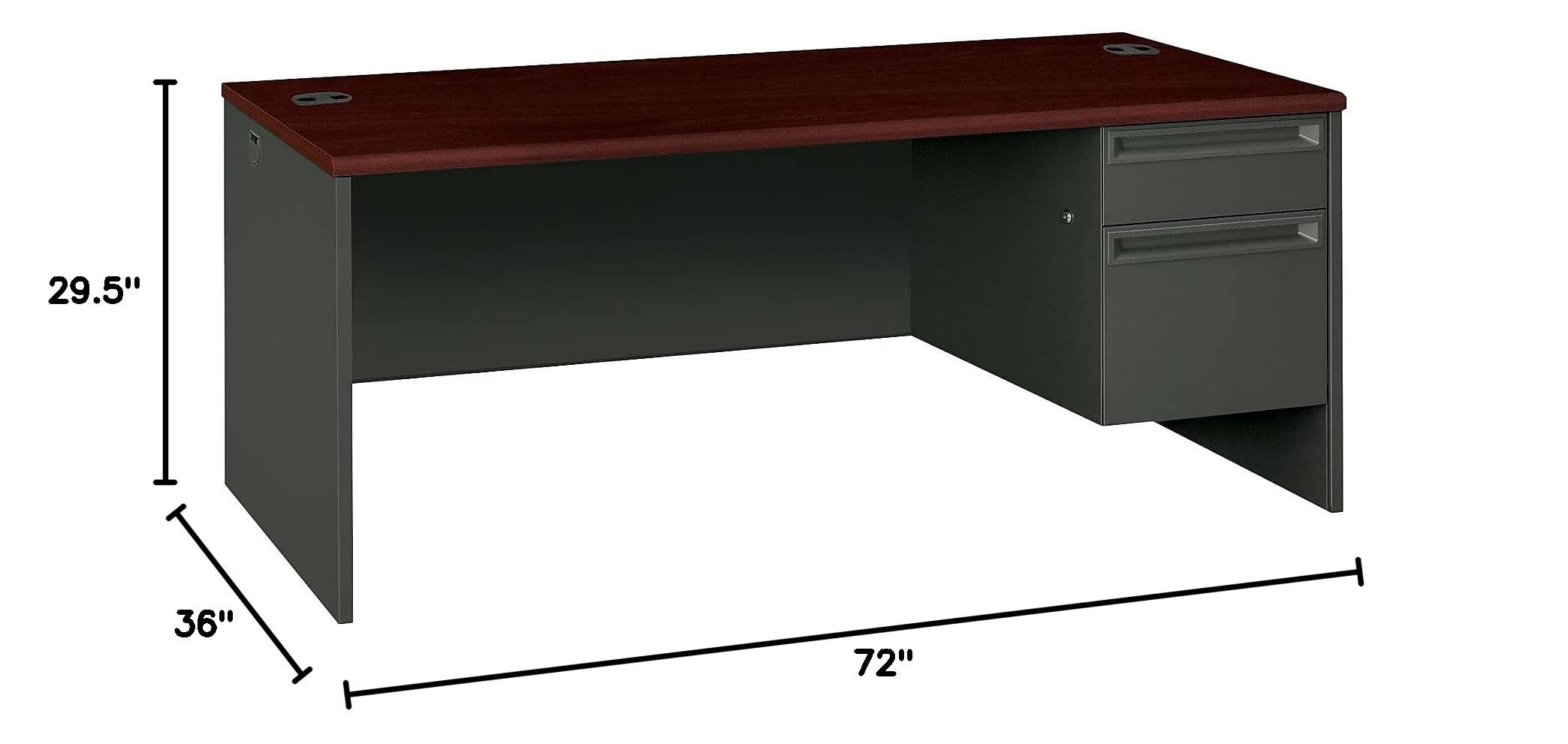 HON 38293RNS 38000 Series Right Pedestal Desk - Modern Office Workstation with File Drawer for Home & Business Use