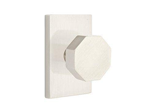 Emtek Privacy Set - Modern Rectangle Rosette & Octagon Knob in Oil Rubbed Bronze - Perfect for Bedroom & Bathroom Door Hardware