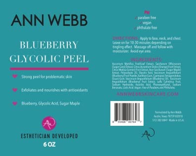 Blueberry Glycolic Acid Face Mask - Natural Fruit Enzyme Exfoliating Peel with Antioxidants for Glowing Skin | At-Home Weekly Facial Treatment (6oz) | Perfect for Spa Night & Self-Care Routine