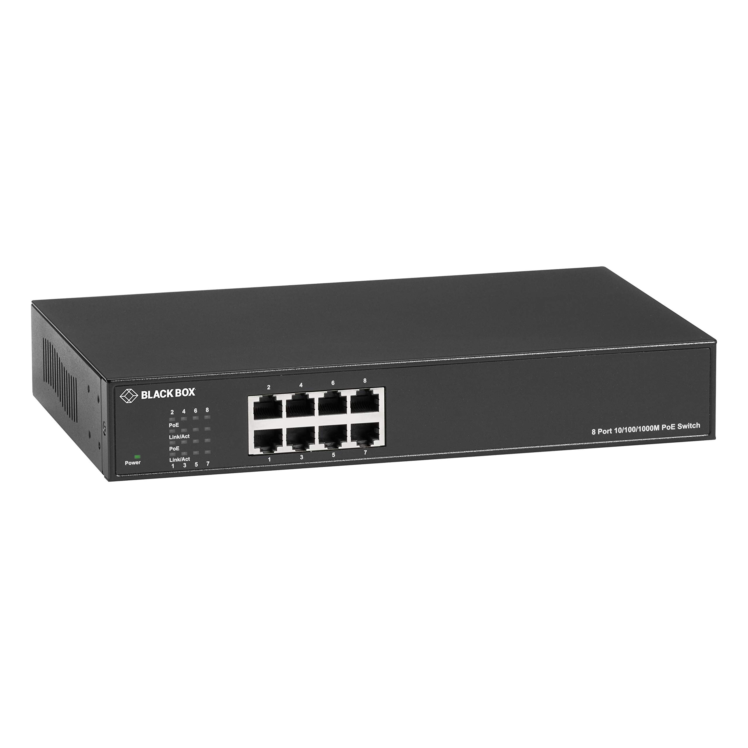 8-Port Gigabit PoE+ Switch with 10/100/1000Mbps RJ45 Ports - Black Box Network Switch for IP Cameras, VoIP Phones & Wireless Access Points