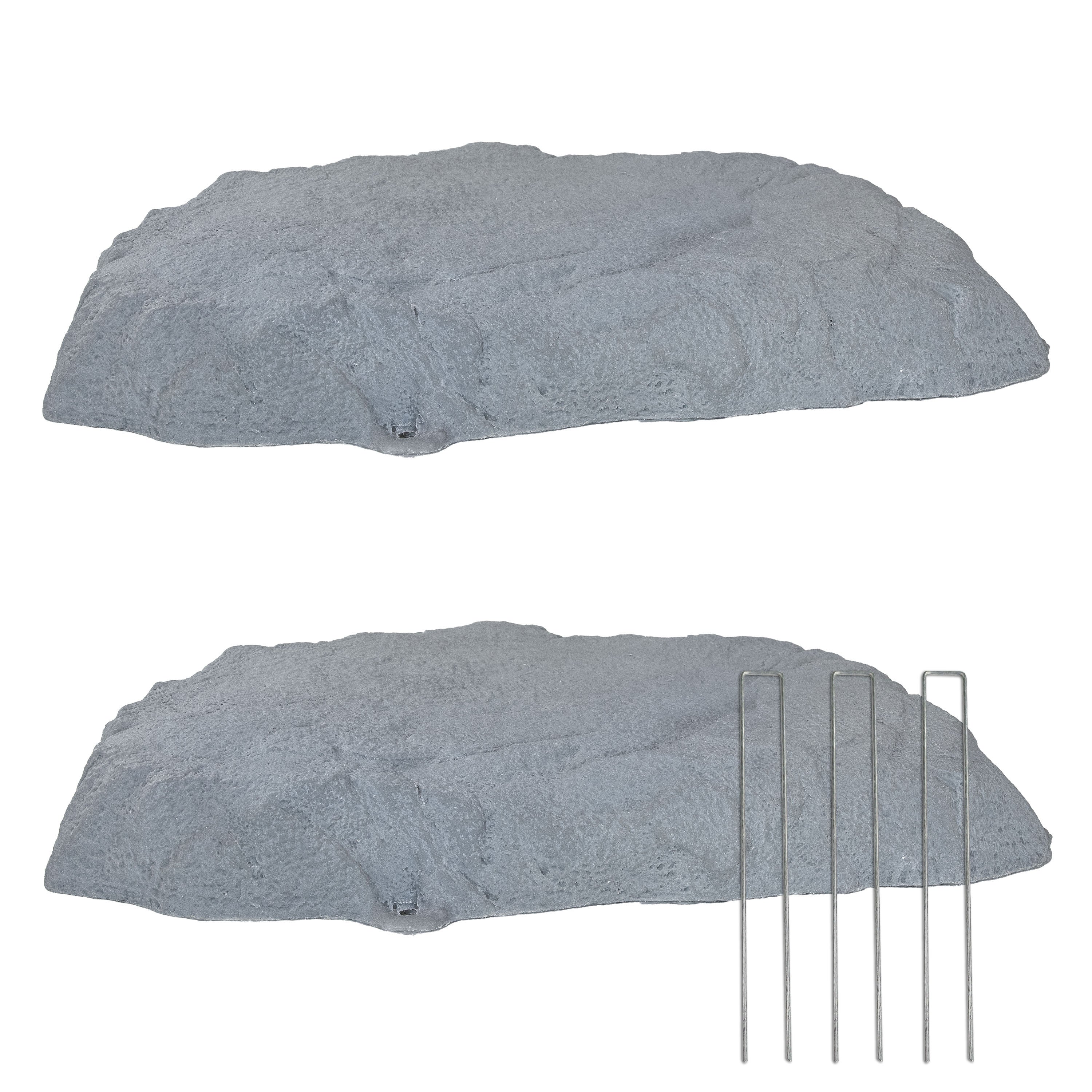 Sunnydaze Flat Artificial Landscape Rock Cover with Stakes - Durable Outdoor Decorative Rock Mat for Garden, Yard & Pool Areas - Perfect for Landscaping, Hiding Wires & Enhancing Aesthetics