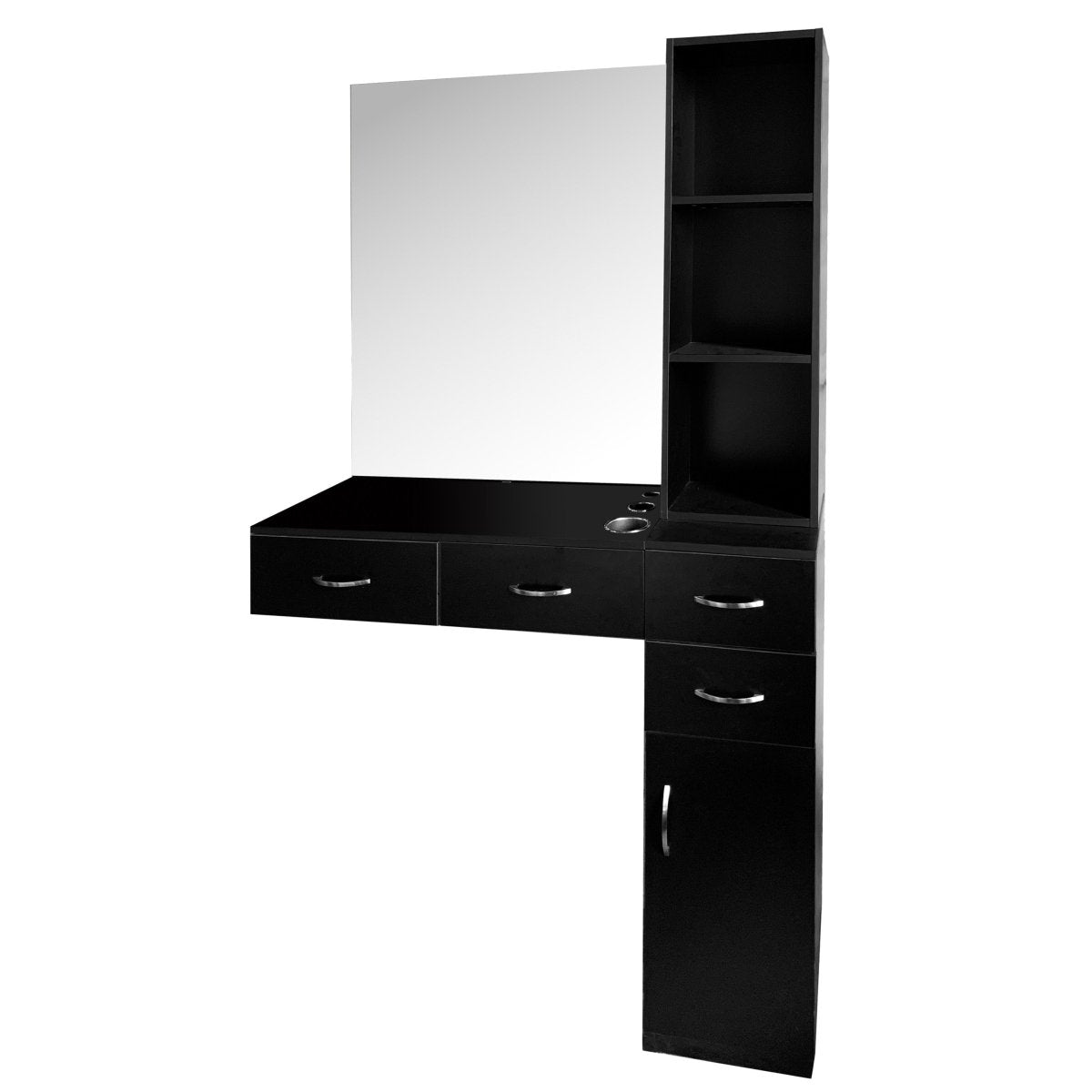 Styling Station with Mirror and Cabinet - Vanity Organizer for Makeup & Hair Accessories - Perfect for Bedroom, Bathroom, or Dressing Room