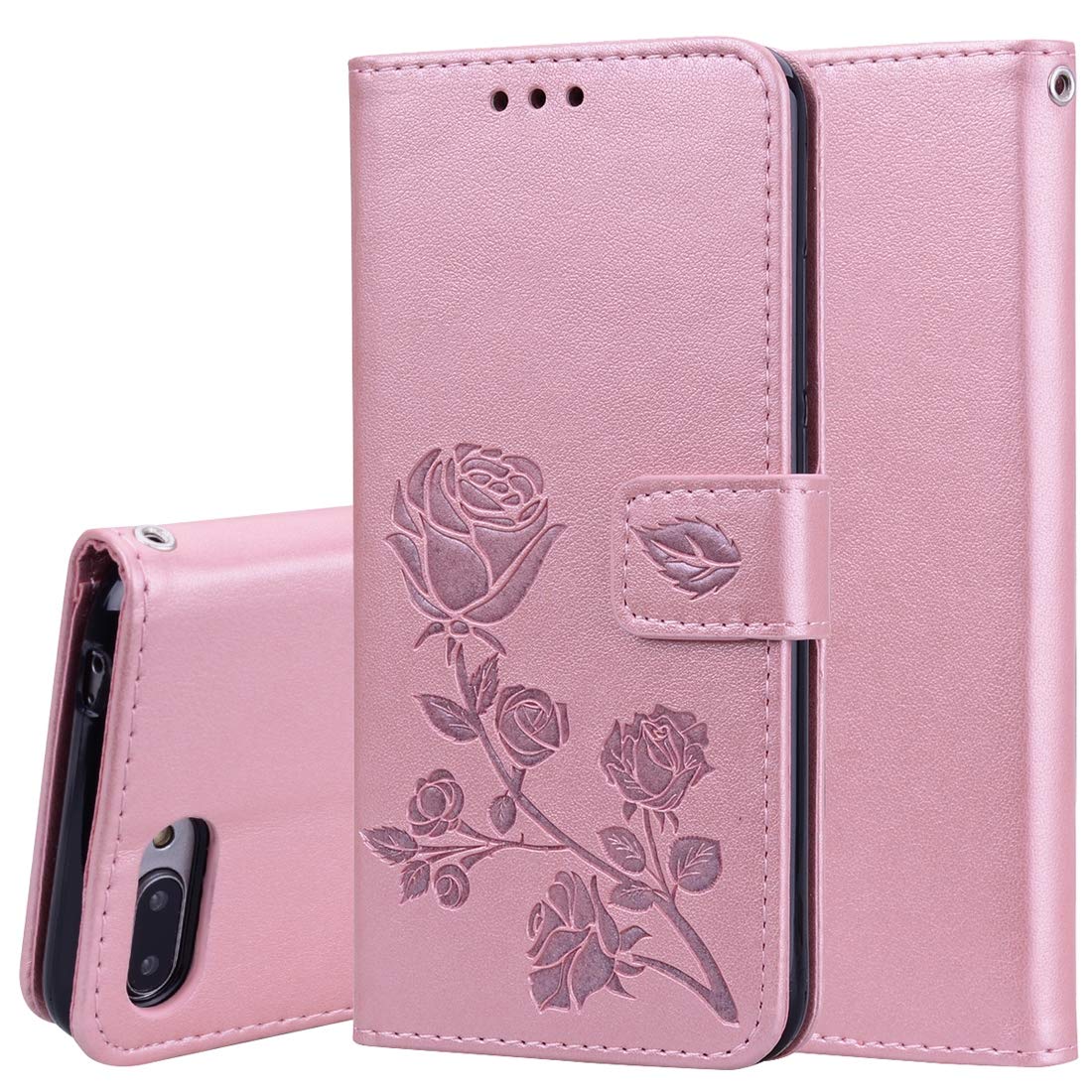 Premium PU Leather Flip Phone Case for Huawei Honor 10 Lite - Rose Gold Embossed Design with Card Slots, Wallet & Kickstand (Green) | Perfect for Daily Use, Business Meetings & Travel Protection