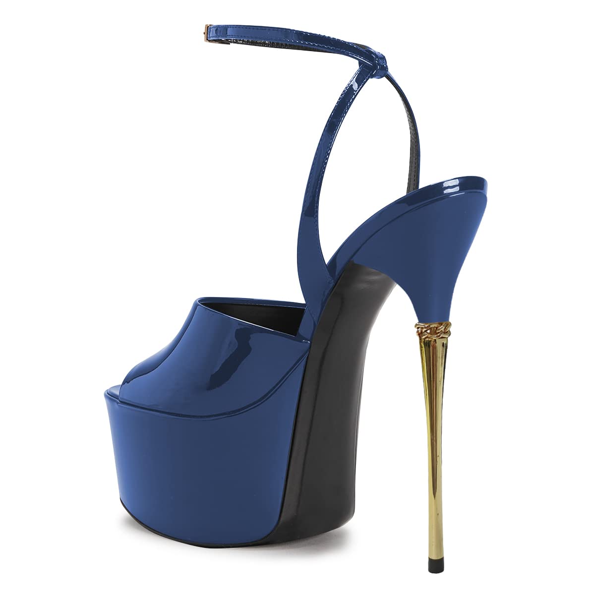 FSJ Women's Sexy Peep Toe Slingback Platform Sandals with Ankle Strap & Buckle - Metallic Conical High Heel Dress Shoes for Party, Wedding & Evening Wear - US Size 4-15 (Wide Width Available) - Perfect for Night Out, Club, Date Night & Special Occasions