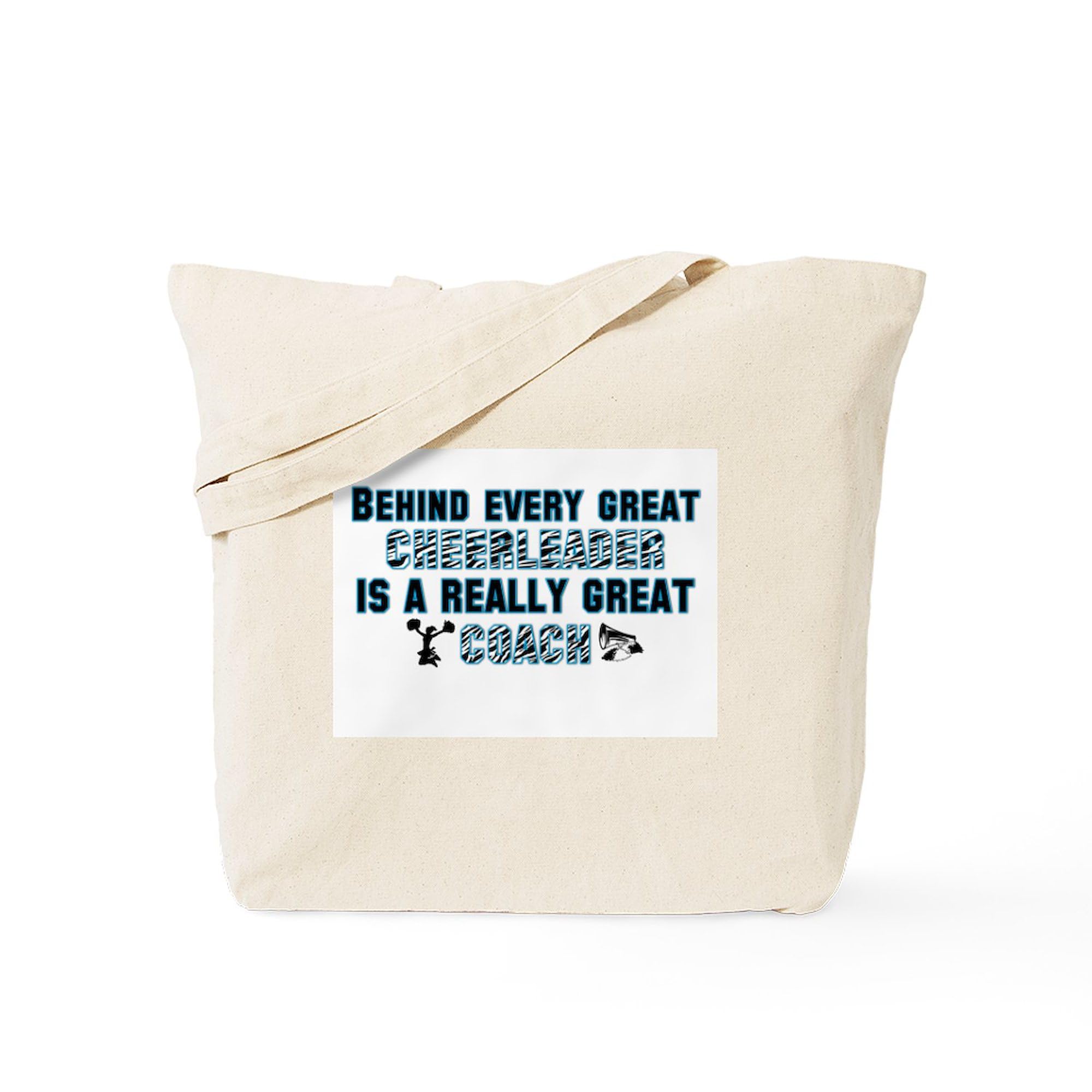 Great Cheer Coach Blue Zebra Print Tote Bag - Natural Canvas Reusable Shopping Bag for Groceries, Beach, Work & Travel