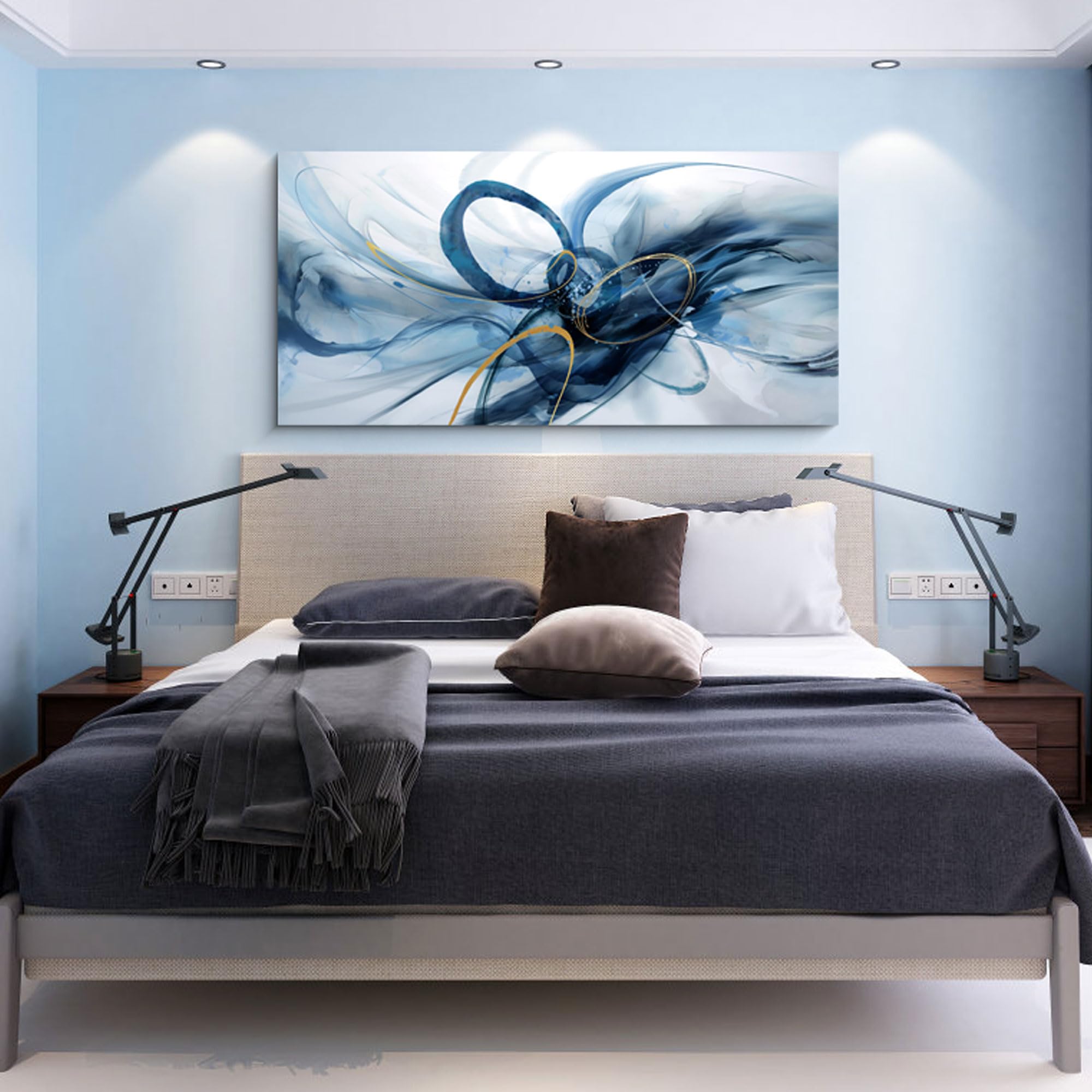 XLSJERST Abstract Blue and White Canvas Wall Art - Modern Home Decor for Living Room, Bedroom & Office | Perfect for Contemporary Spaces & Gift Giving