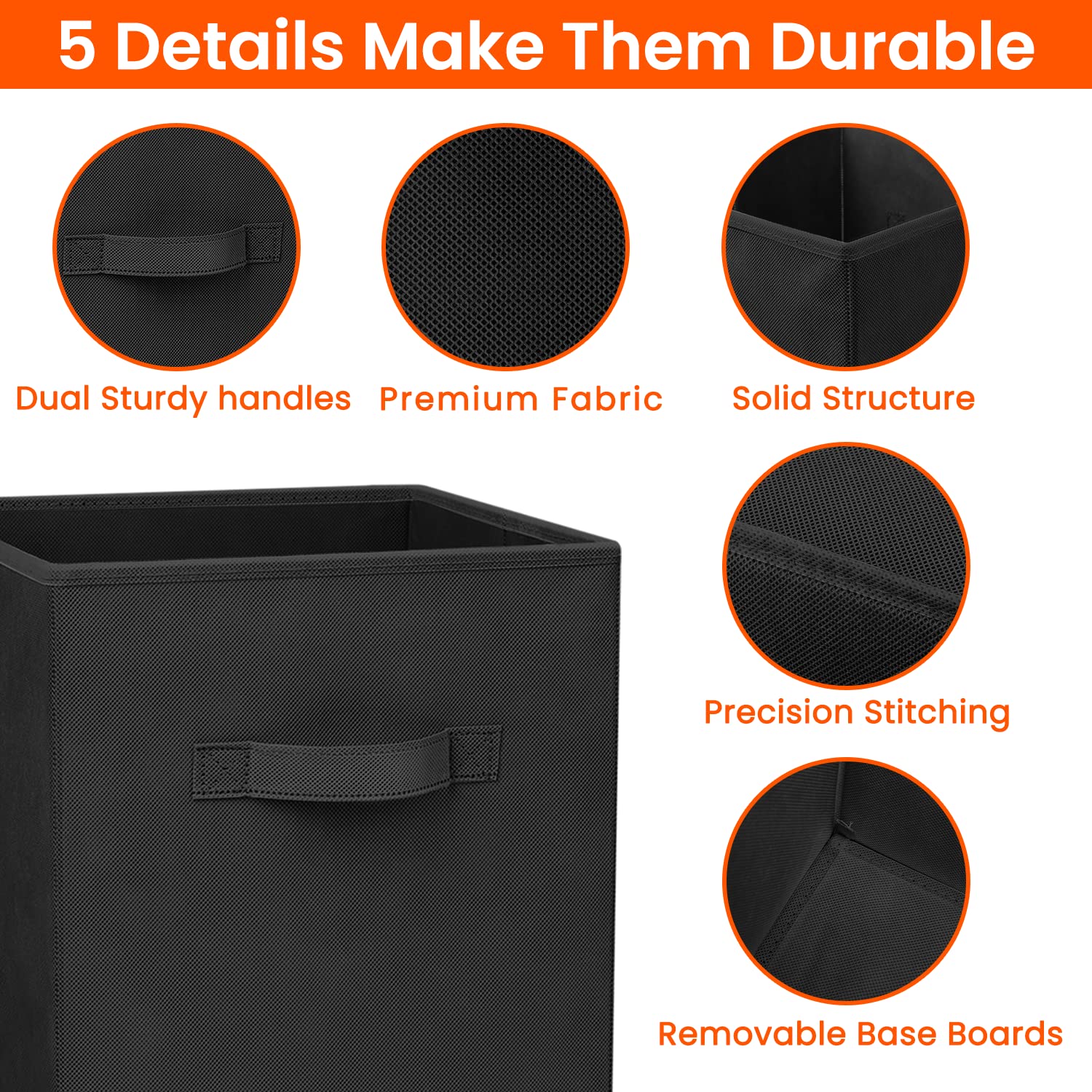 8-Pack 11-Inch Fabric Storage Cubes & 3-Pack Drawer Organizers for Socks & Underwear - Closet & Dresser Organization Solutions for Bedroom, Nursery, and Dorm Room Storage