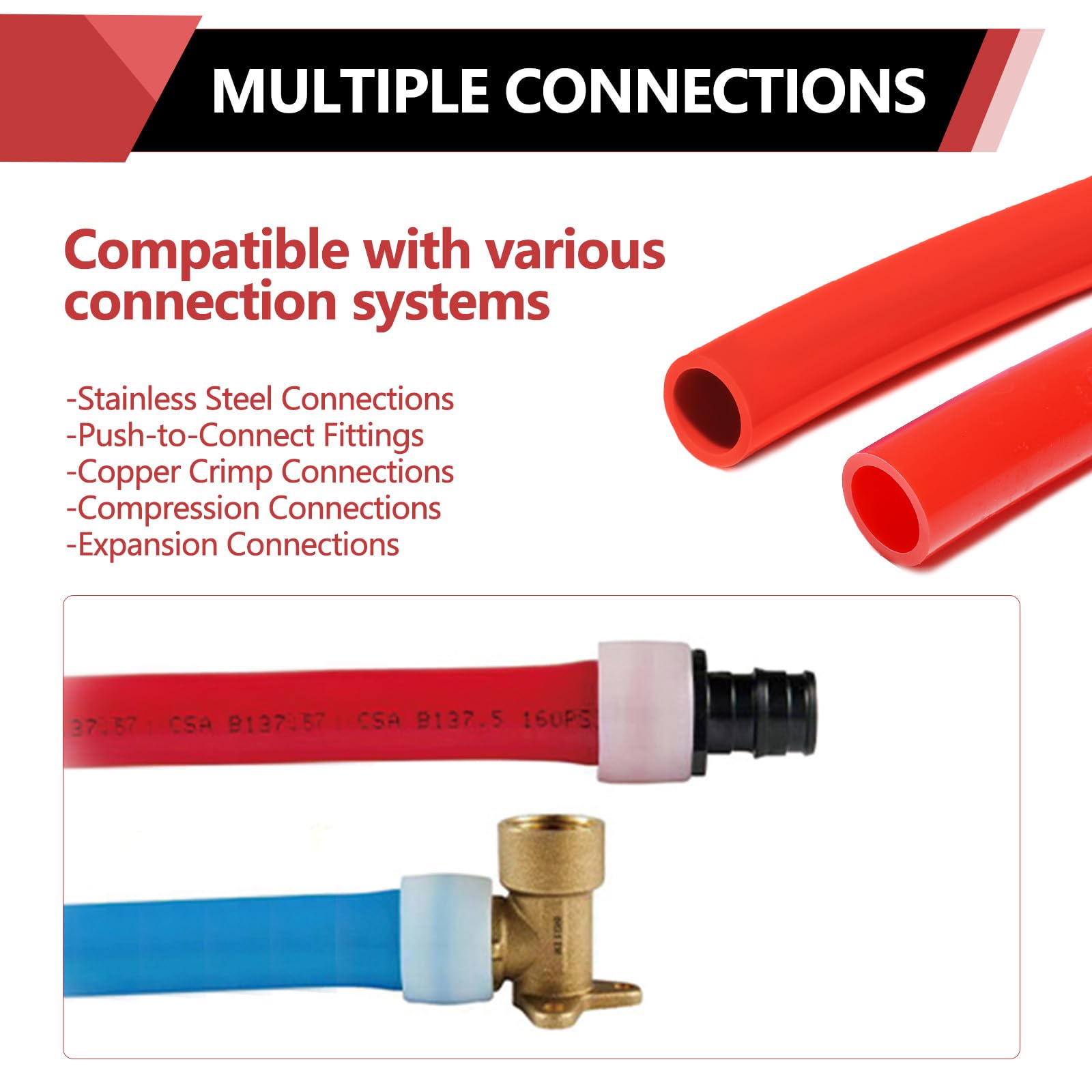 EFIELD 3/4-Inch 300 ft PEX-A Pipe/Tubing - Red Color for Potable Water & Plumbing Applications - Includes Pipe Cutter - Perfect for Home Water Supply, Radiant Heating & DIY Plumbing Projects