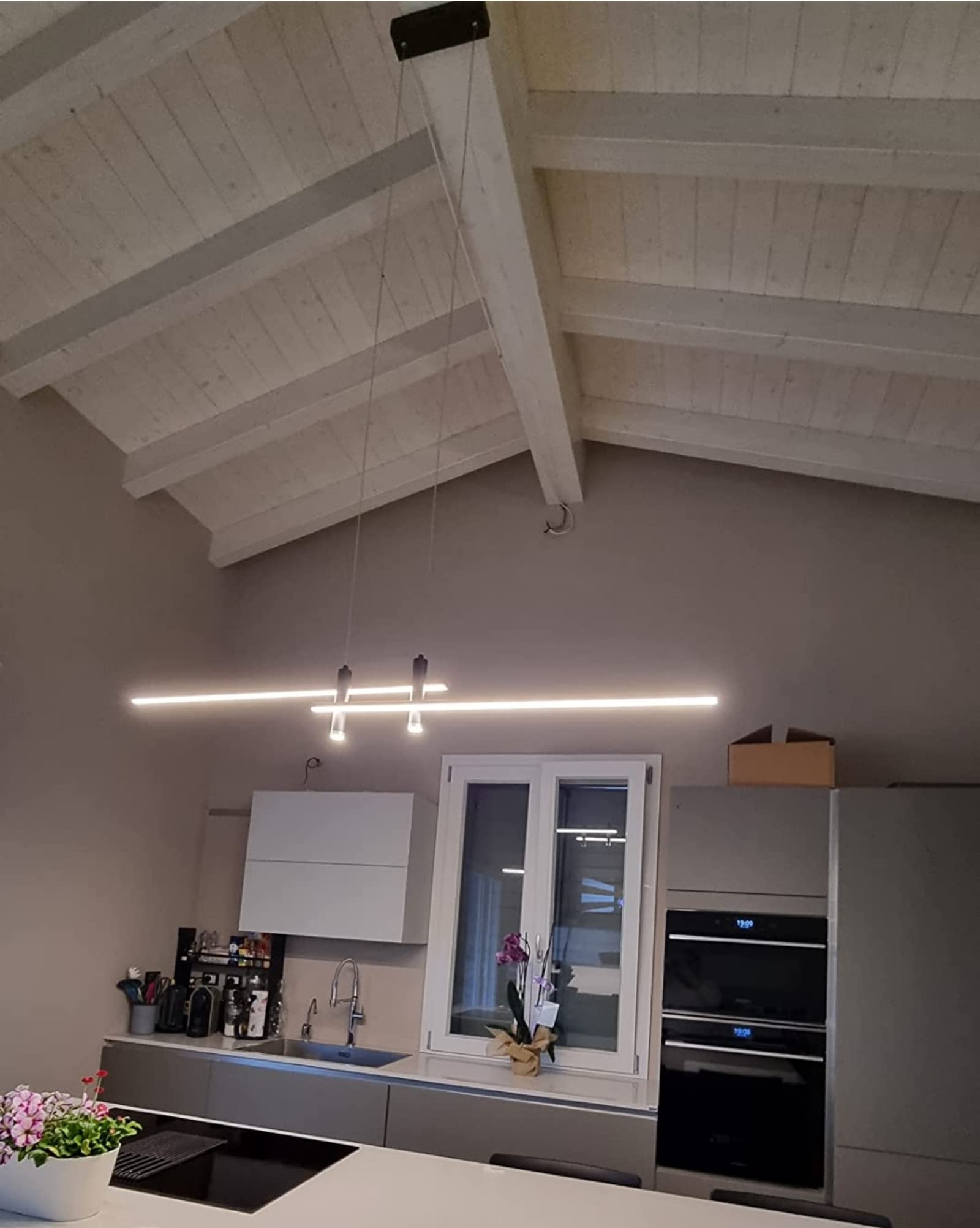 Modern Dimmable LED Pendant Light with Remote Control - Adjustable Hanging Wire Chandelier for Living Room, Dining Room & Kitchen Island - Perfect for Home Decor and Ambient Lighting