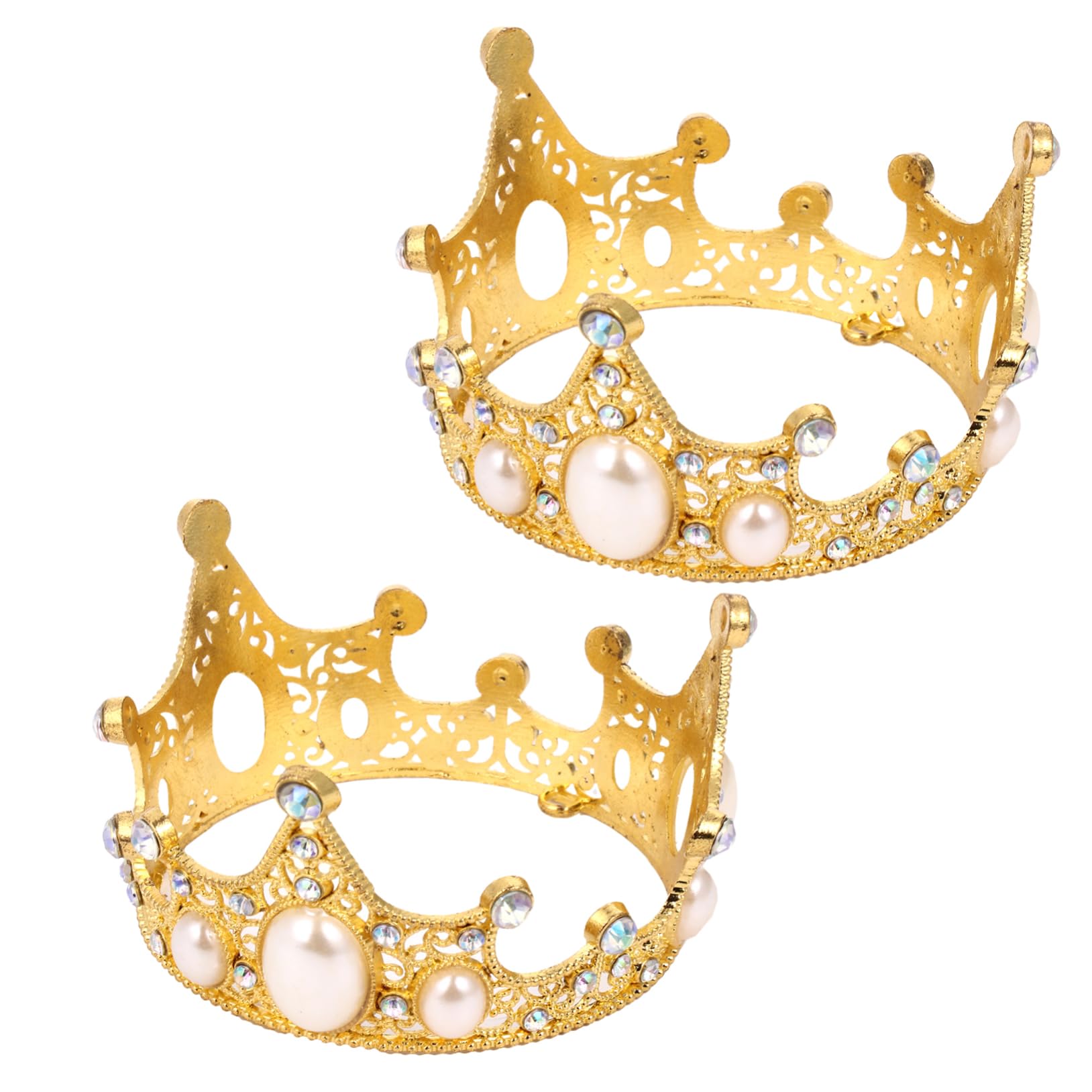 POPETPOP 2-Piece Alloy Crown Cupcake Toppers - Mini Tiara Cake Decorations for Baby Showers, Birthday Parties & Dessert Table Decor | Perfect for Princess Themed Celebrations, Wedding Cakes & Kids' Birthday Cakes