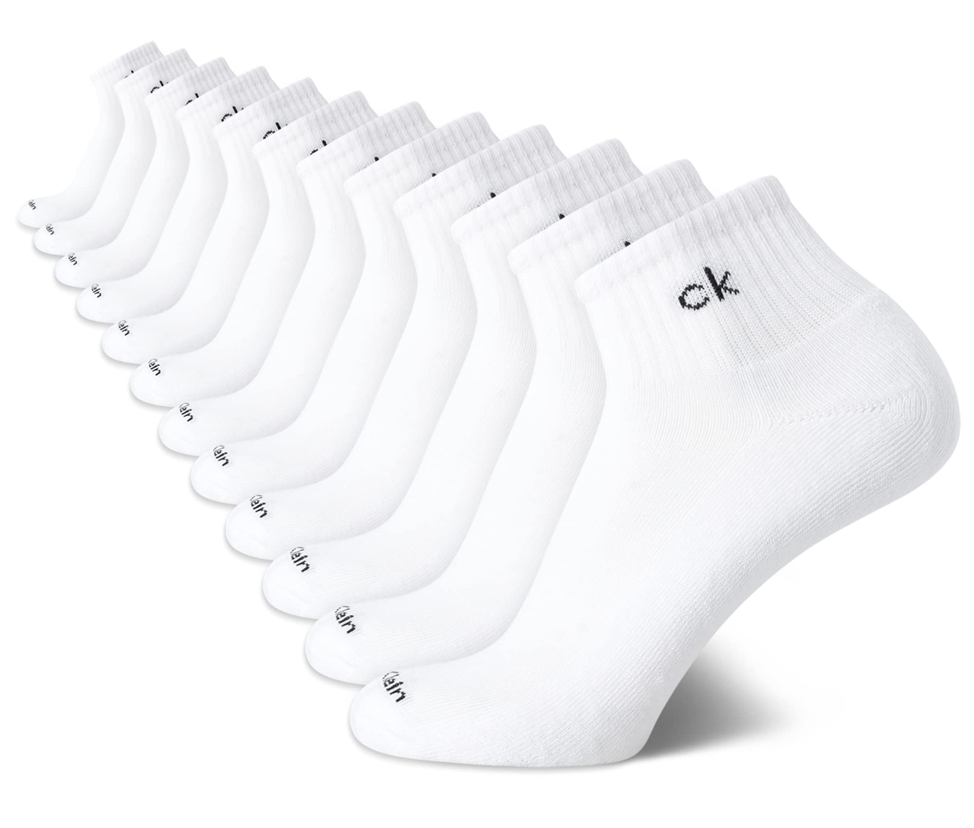 Calvin Klein Men's Performance Cushioned Quarter Socks - 12 Pack Breathable Athletic Ankle Socks for Running, Gym & Casual Wear (Sizes 7-12) - Comfortable Everyday Socks for Workouts & Daily Use