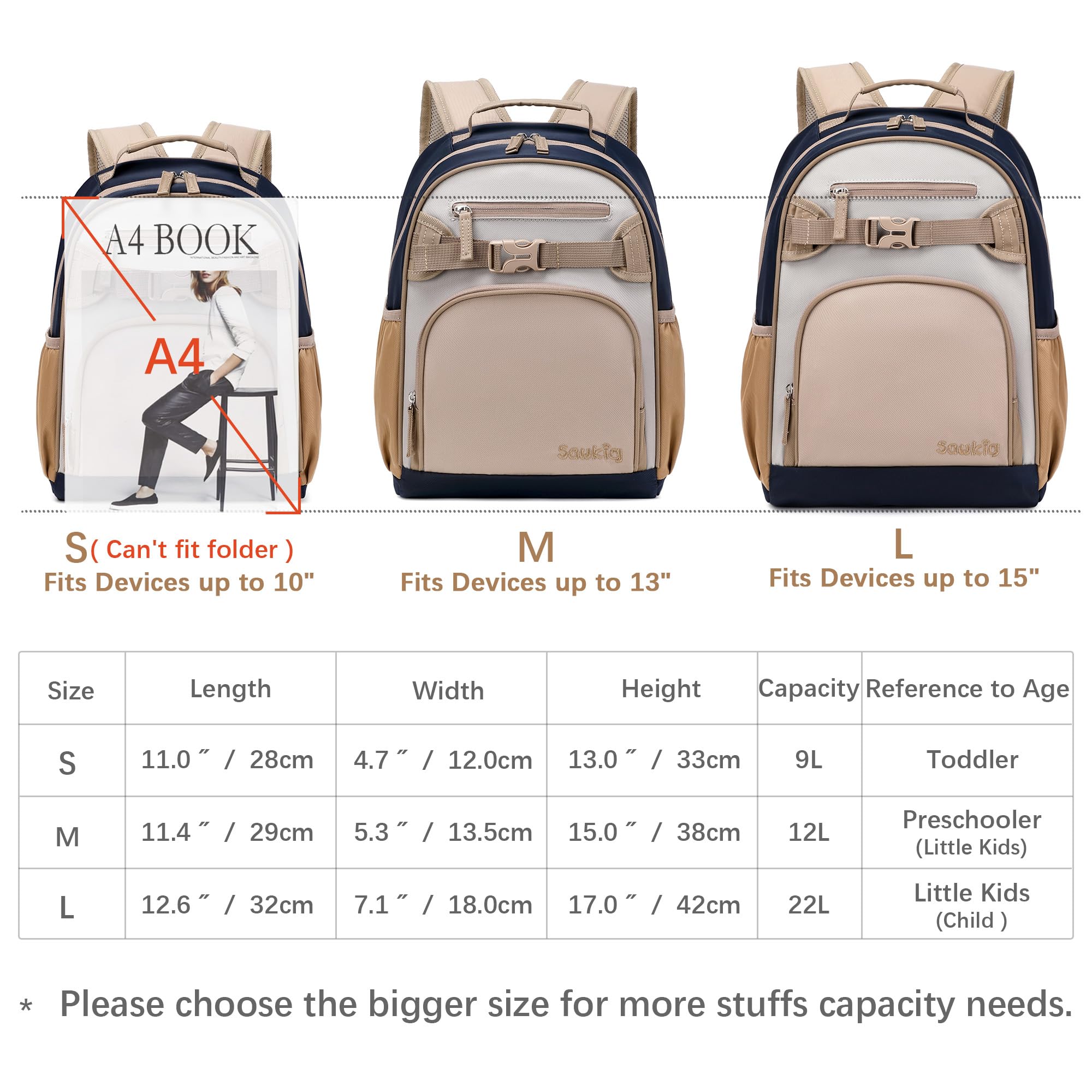 Durable Kids Backpack for Boys 3-6 Years - Lightweight Nylon School Bookbag for Kindergarten & Elementary (Brown Gray) - Perfect for School, Travel & Daily Use
