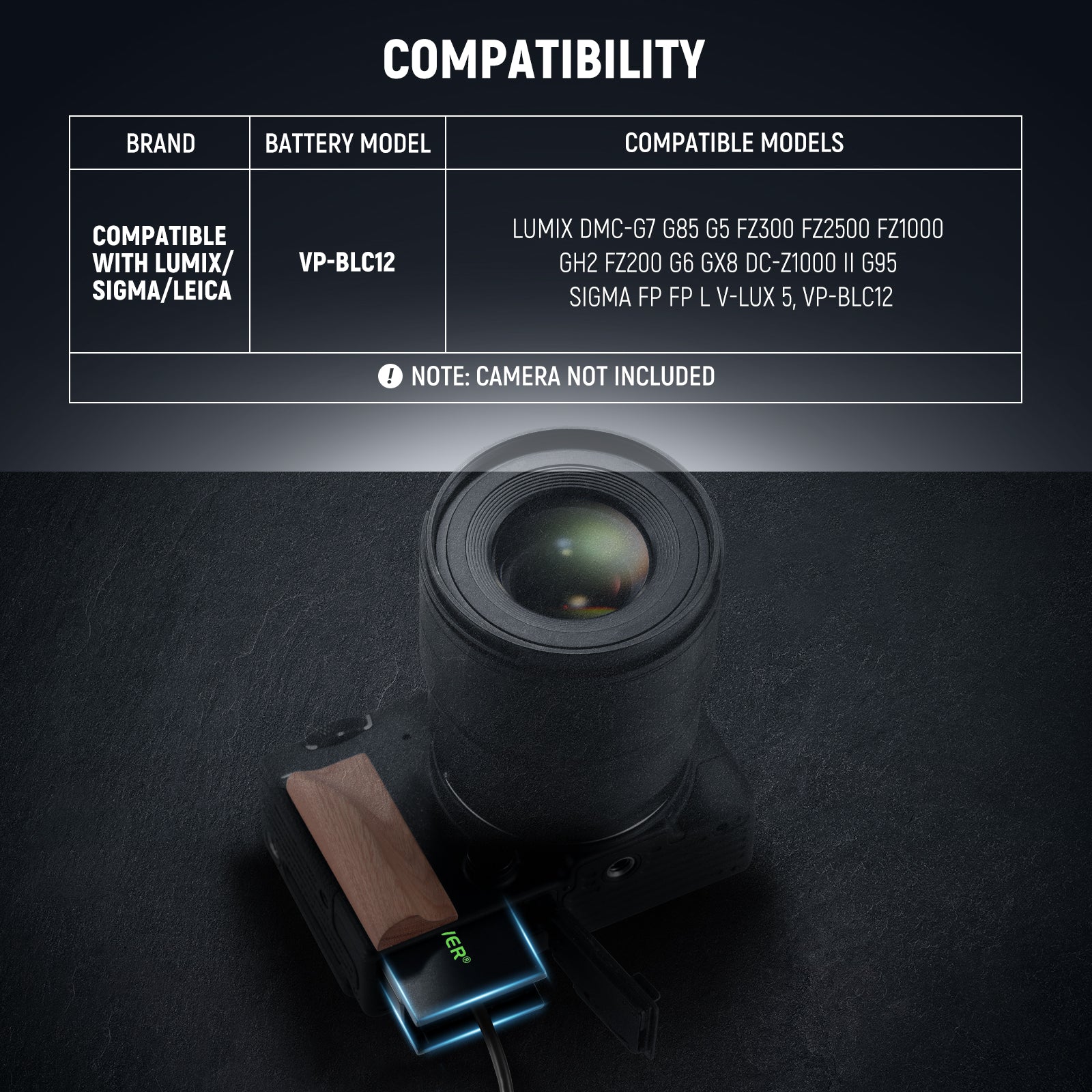 NEEWER VP BLC12 D Tap to DMW BLC12 Dummy Battery for V Mount Battery - Power Your Camera Continuously for Film & Photography