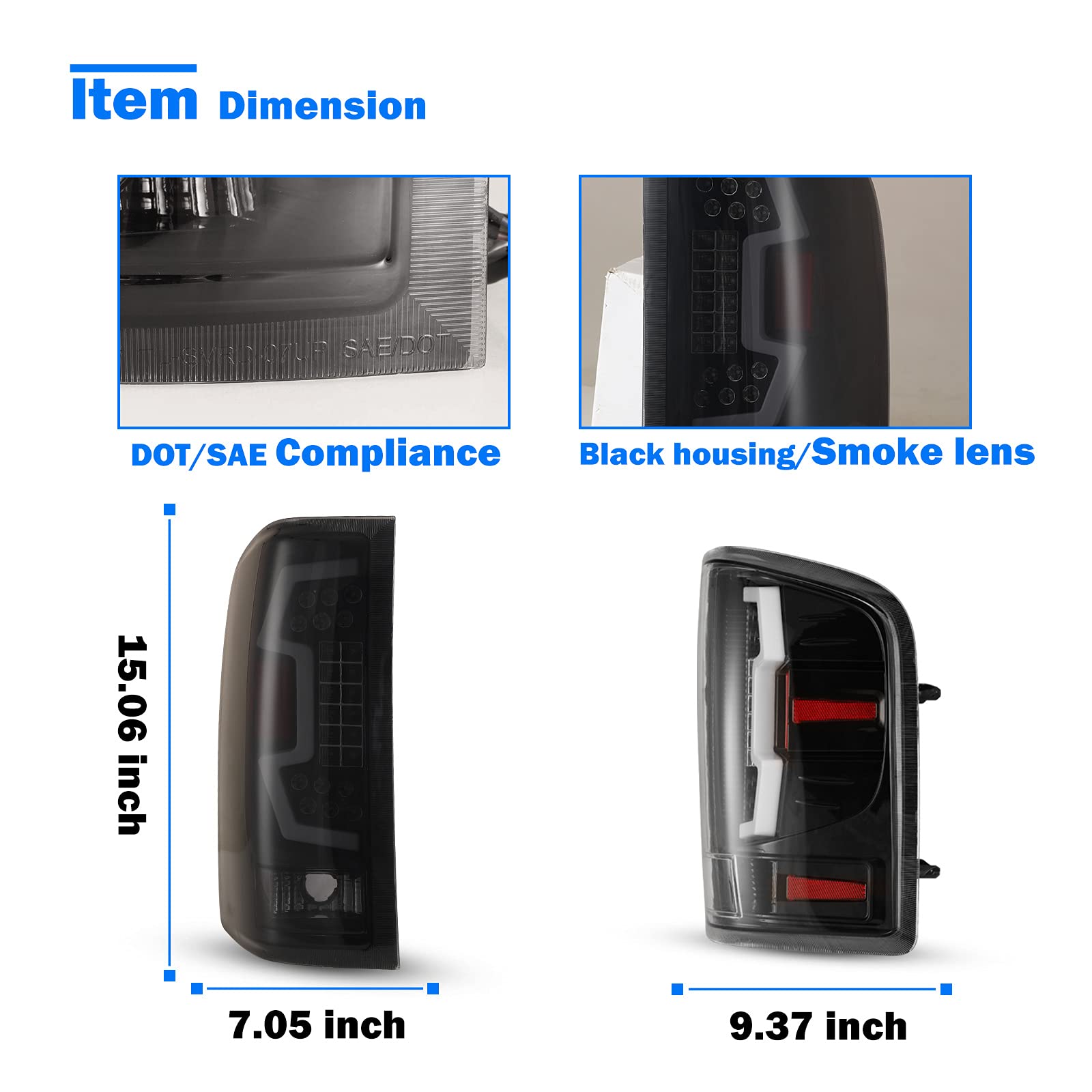 WOLFSTORM LED Sequential Tail Lights for 2007-2013 Chevy Silverado - Smoked Lens Replacement Assembly (1 Pair) - Enhanced Safety & Style for Night Driving & Custom Truck Upgrades