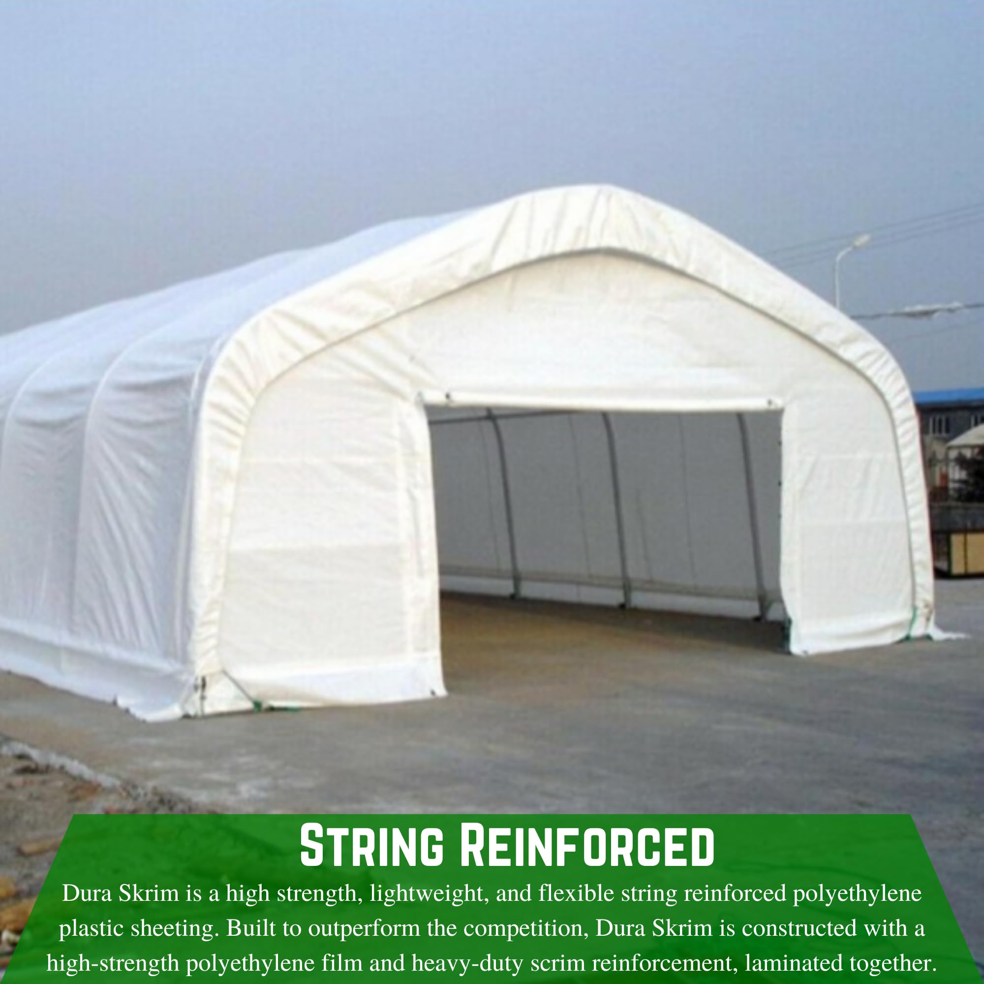 UV-Resistant 10 mil White Greenhouse Plastic Sheeting - 4 Year String Reinforced Polyethylene Film for Hoop House & Greenhouse Cover (32' x 40') - Durable Plant Protection for Year-Round Gardening