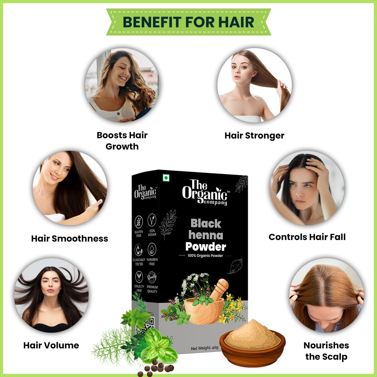 Black Hair Powder for Women & Men - Pure Black Henna Hair Dye for Natural Hair Color, Growth & Fall Control | Hair Care Conditioner & Strengthening Treatment | Perfect for Daily Styling, Special Occasions & Mehndi Designs