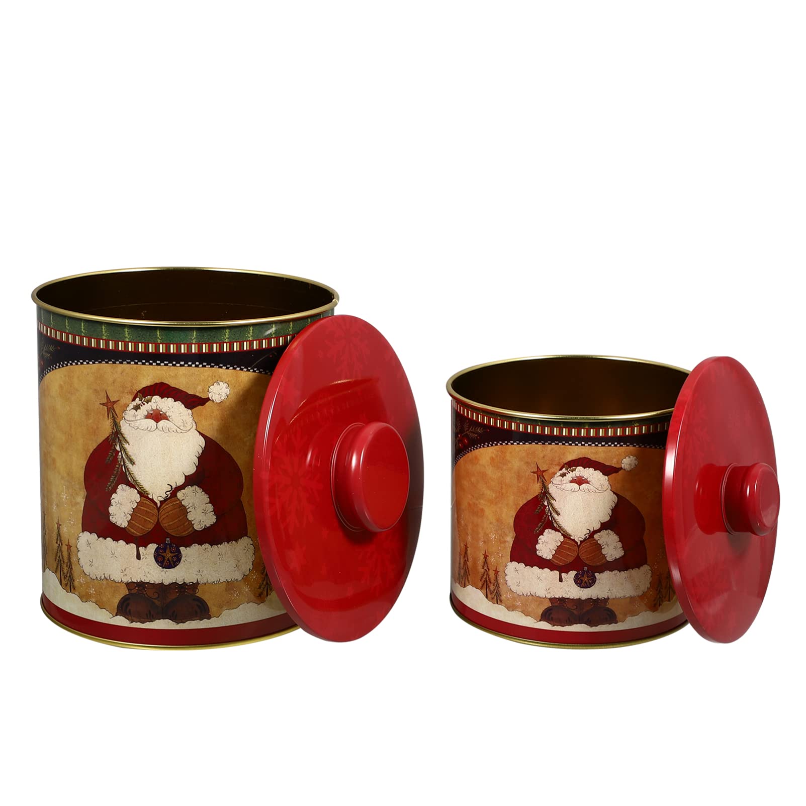 Hemoton 2-Pack Christmas Candy Tin Boxes - Square Metal Cookie Storage Containers with Lids - Holiday Gift Jars for Christmas Party Decorations & Baking Supplies (Yellow) - Perfect for Holiday Treats, Cookie Exchanges & Festive Gift Giving