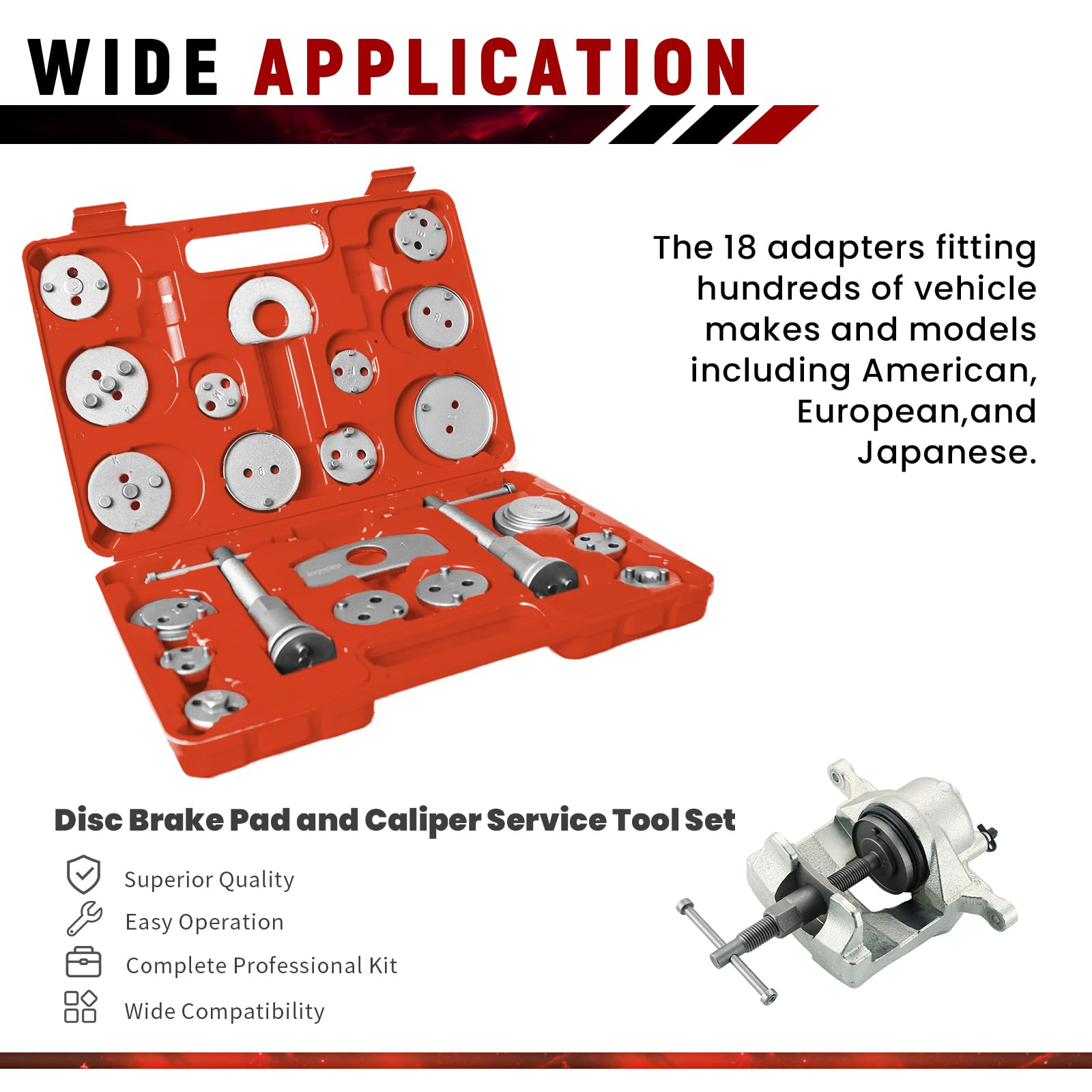 ATPEAM 25-Piece Universal Brake Caliper Compression Tool Kit - Professional Brake Caliper Compressor & Adjusting Tools for Cars, Trucks, SUVs - Perfect for DIY Brake Pad Replacement & Maintenance