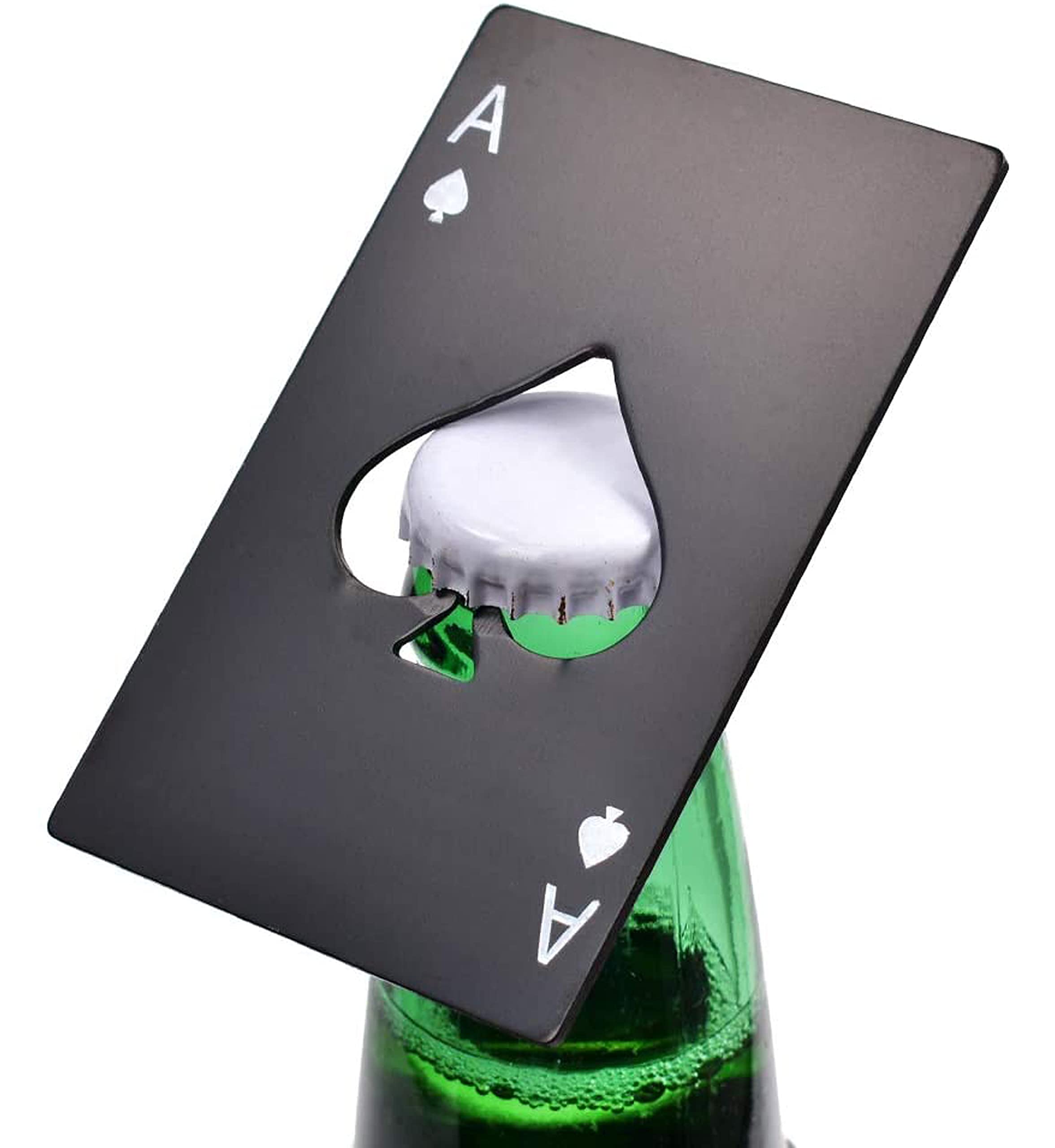Premium Stainless Steel Bottle Openers (Set of 2) - Black Ace of Spade Design, Compact Wallet-Sized Beer Bottle Cap Opener - Perfect for Parties, Camping, Bars & Outdoor Adventures