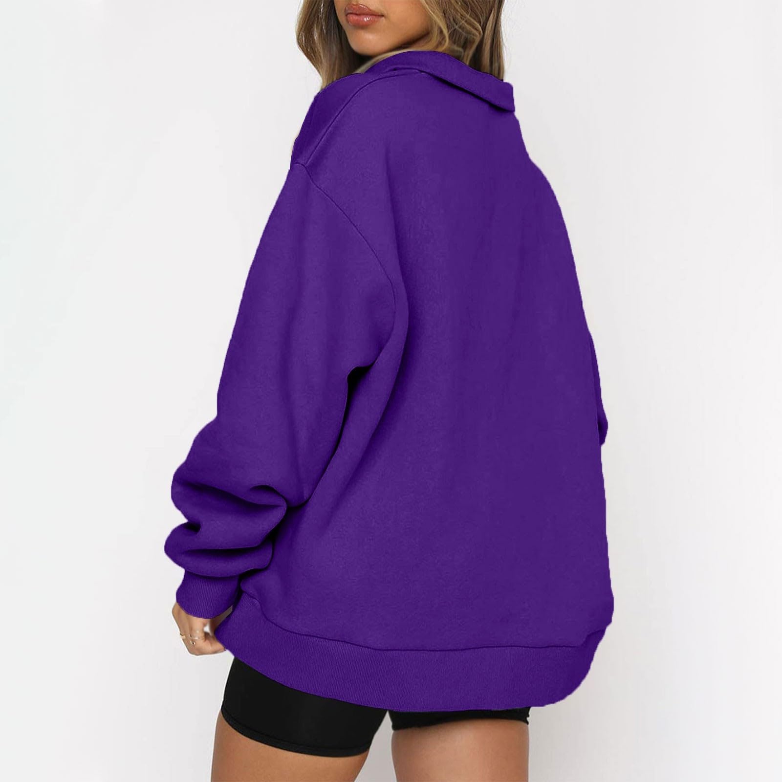 Women's Oversized Sweatshirt - Casual Long Sleeve Quarter Zip Pullover Hoodie | Y2K Trendy Fall Fashion | Perfect for Streetwear, Loungewear & College Outfits
