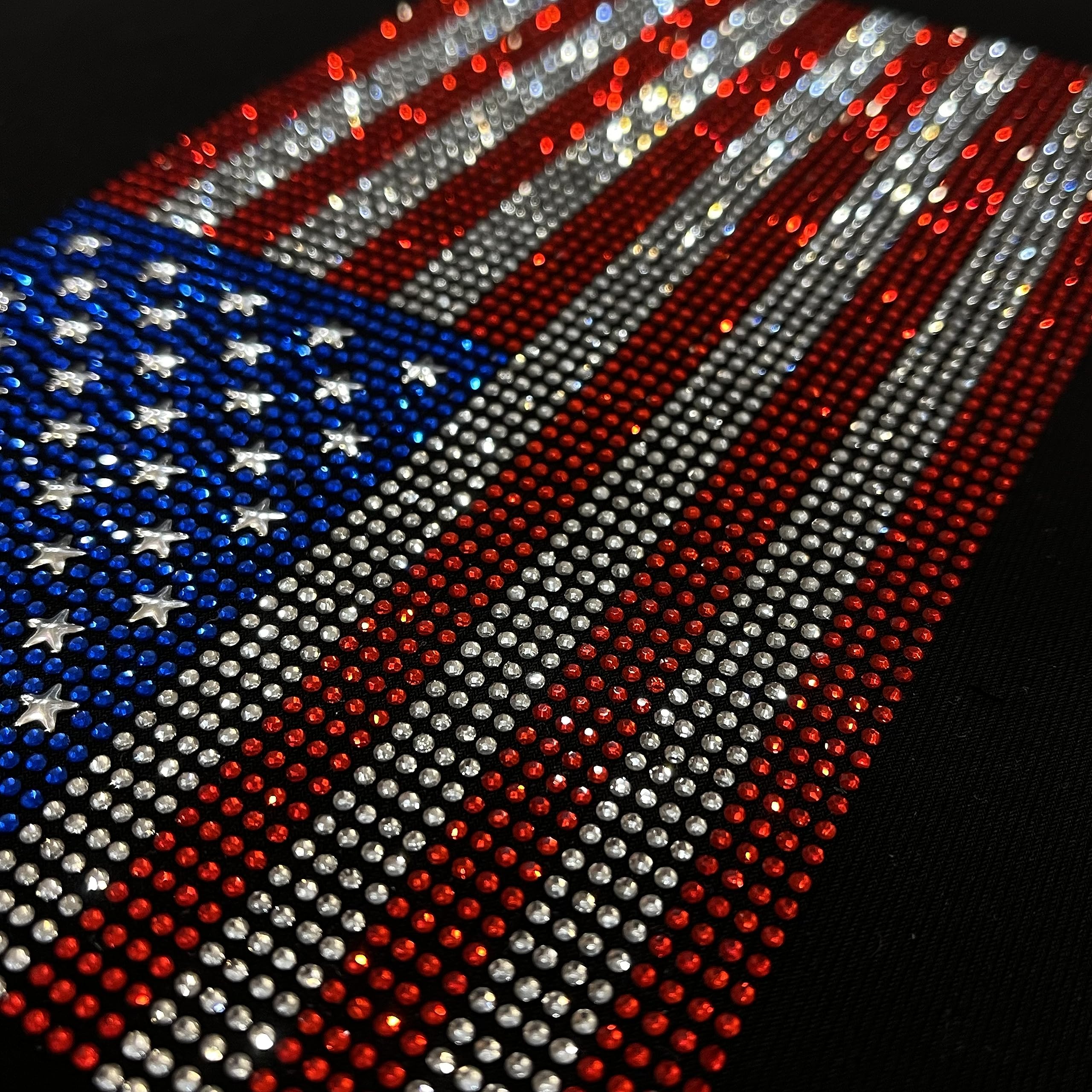 USA Rhinestone Heat Transfer Flag Design - Custom Hot Fix Patriotic Flag for DIY Crafts, T-Shirts & Apparel Decoration
