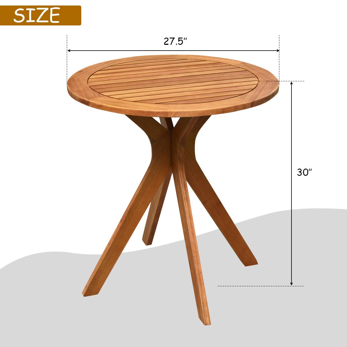 Wooden Round Patio Bistro Table with X-Shaped Base - Indoor/Outdoor Side Table for Coffee, Garden, Backyard & Living Room | Durable Teak Furniture for Relaxing & Entertaining