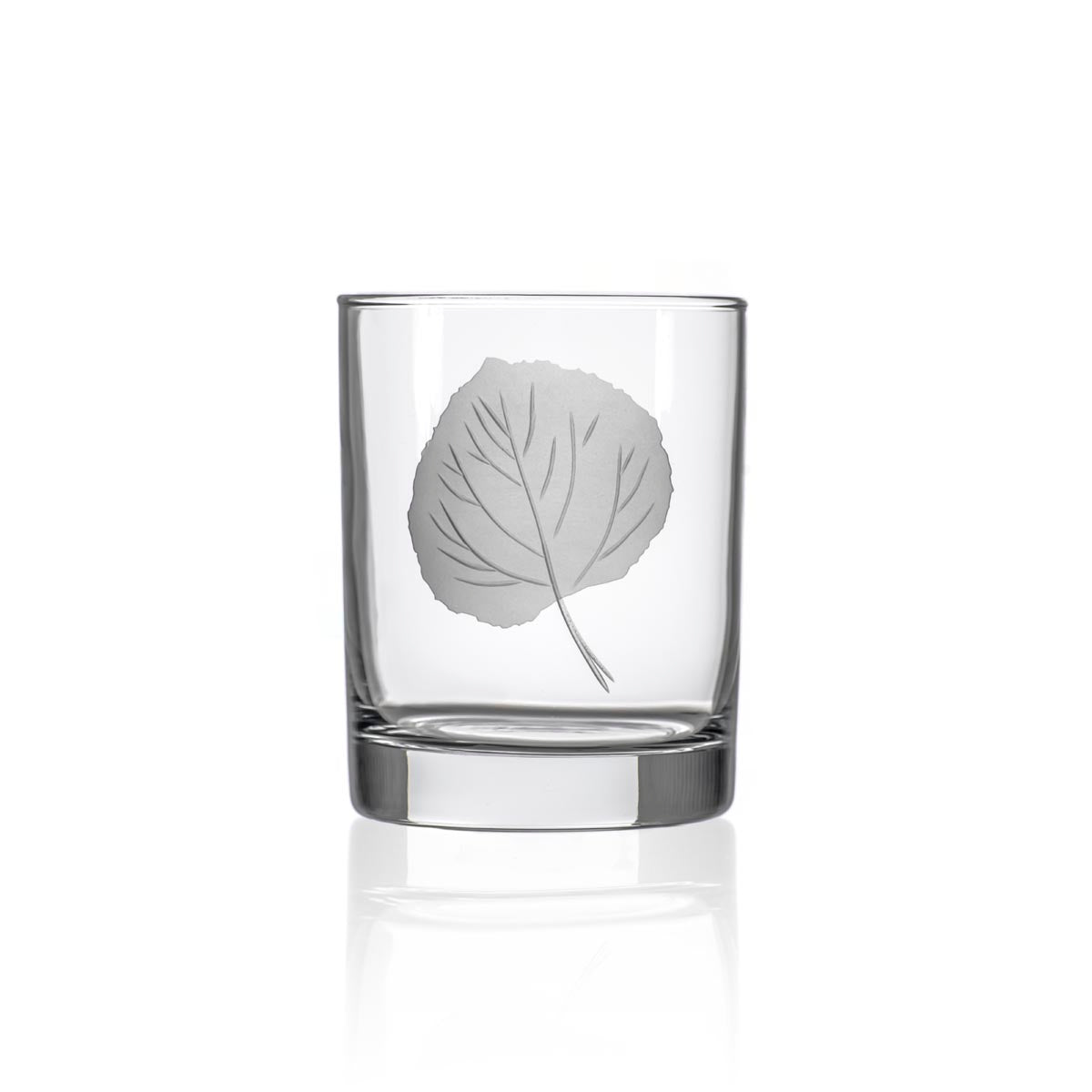 Premium 13oz Double Old Fashioned Glasses Set of 4 - Handcrafted Aspen Leaf Design Whiskey Glasses for Bourbon, Scotch & Cocktails - Perfect for Home Bars, Gifts & Entertaining