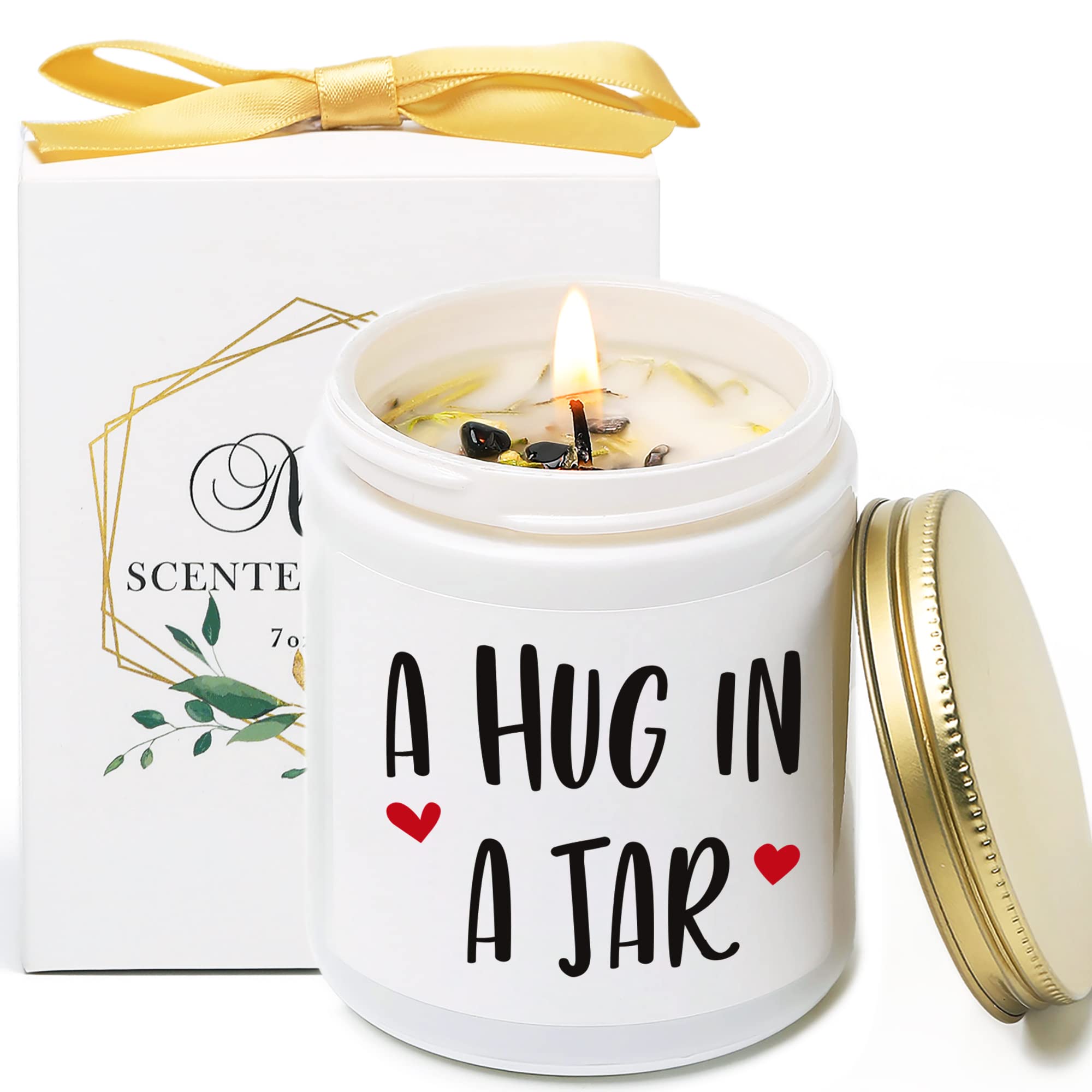 Vanilla & Lavender Scented Soy Candle - Thoughtful Thinking of You Gift for Women, Get Well Present, Long Distance Friendship Gift, Divorce Support - A Hug in Jar for Relaxation & Comfort at Home