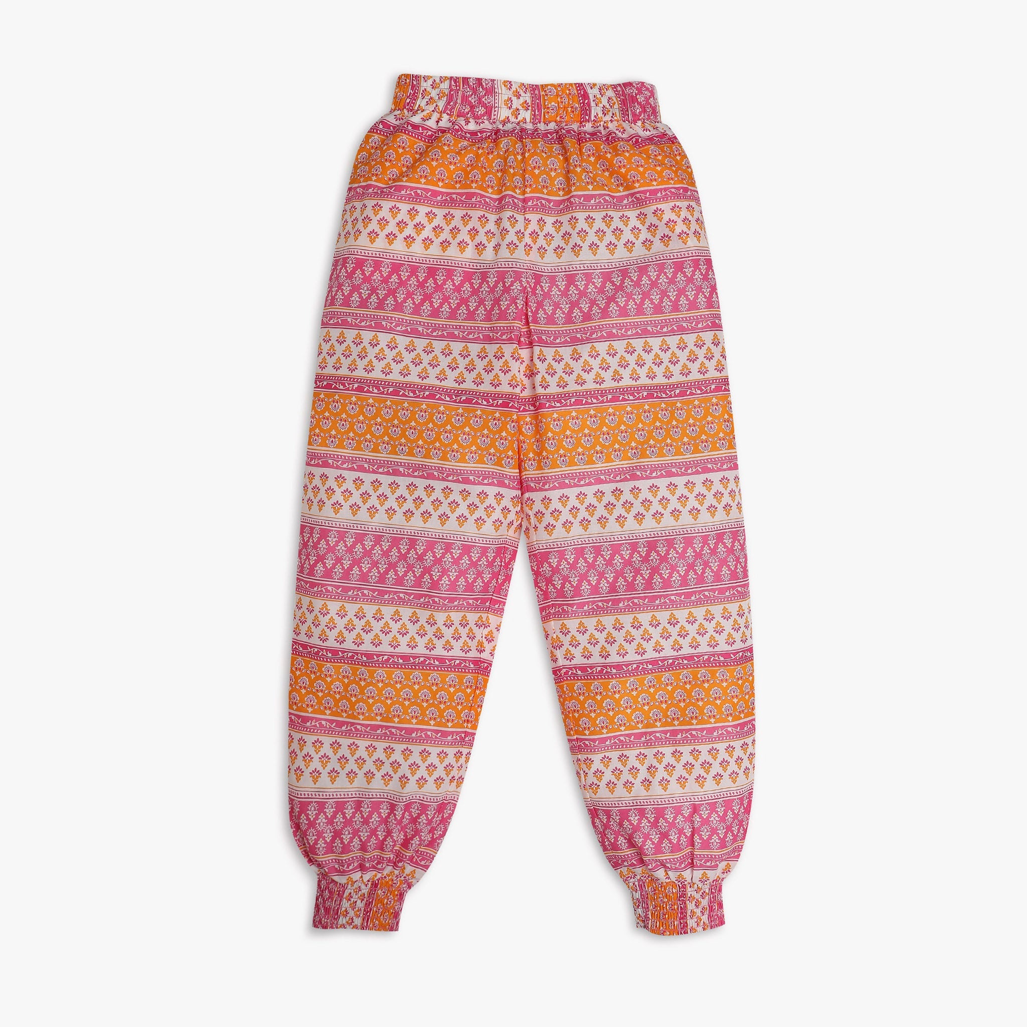 Girls' Regular Fit Printed Mid Rise Joggers Pants - Soft Cotton Comfort for School, Play & Everyday Wear