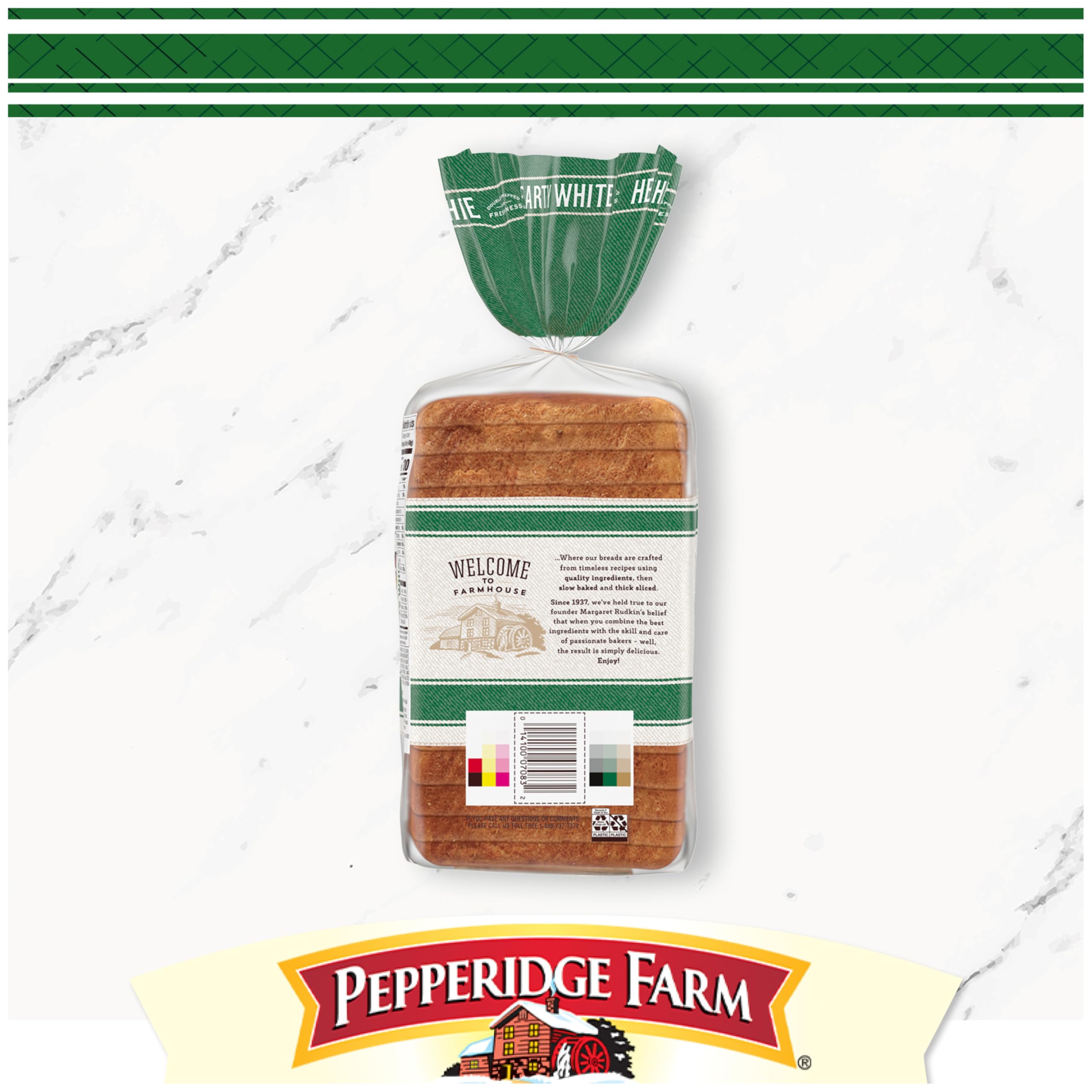 Pepperidge Farm Farmhouse Hearty White Bread - 24 Oz Loaf | Soft & Fresh Sandwich Bread for Breakfast, Lunch & Family Gatherings | Perfect for Toast, Sandwiches & French Toast