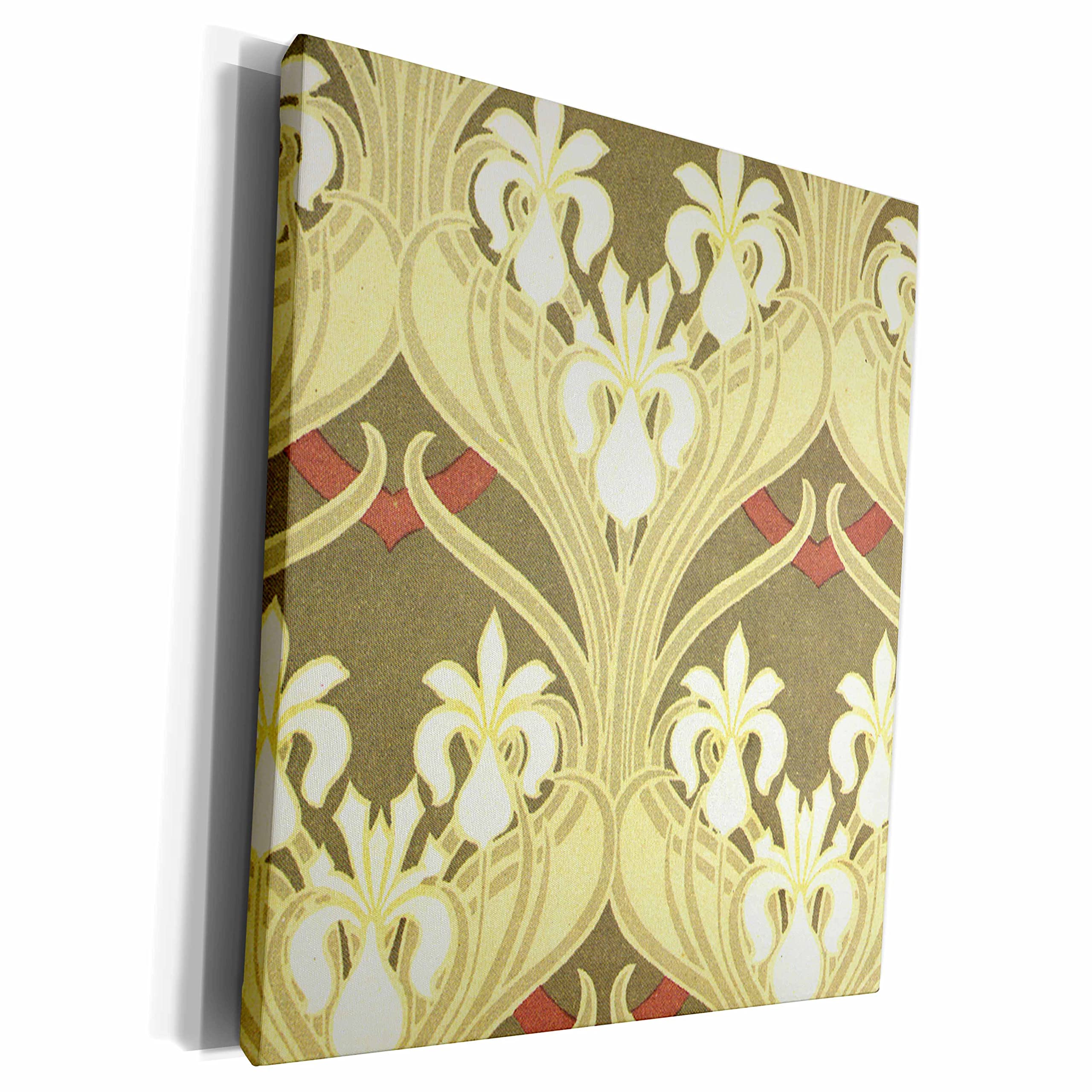 3dRose Museum Grade Canvas Wrap - Vintage Art Nouveau White Flower Abstract Art Print | Wall Decor for Living Room, Bedroom & Office