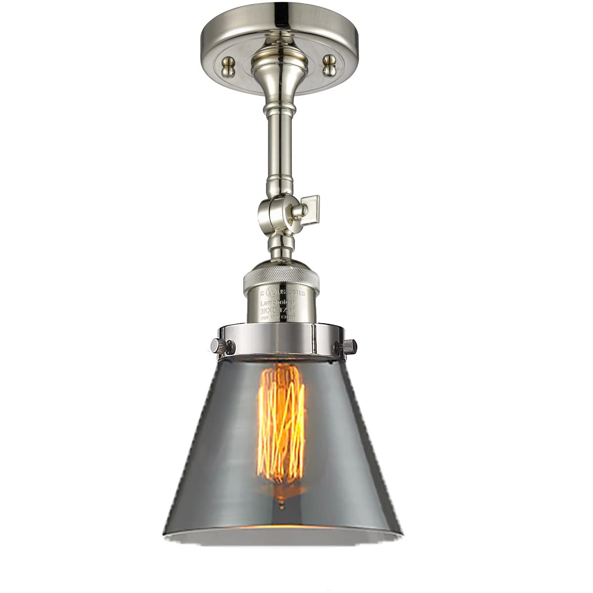 Innovations 201F-PN-G63-LED Semi-Flush Mount Ceiling Light Fixture - Polished Nickel Finish, Energy Efficient LED Lighting for Bedroom, Kitchen, Hallway & Living Room