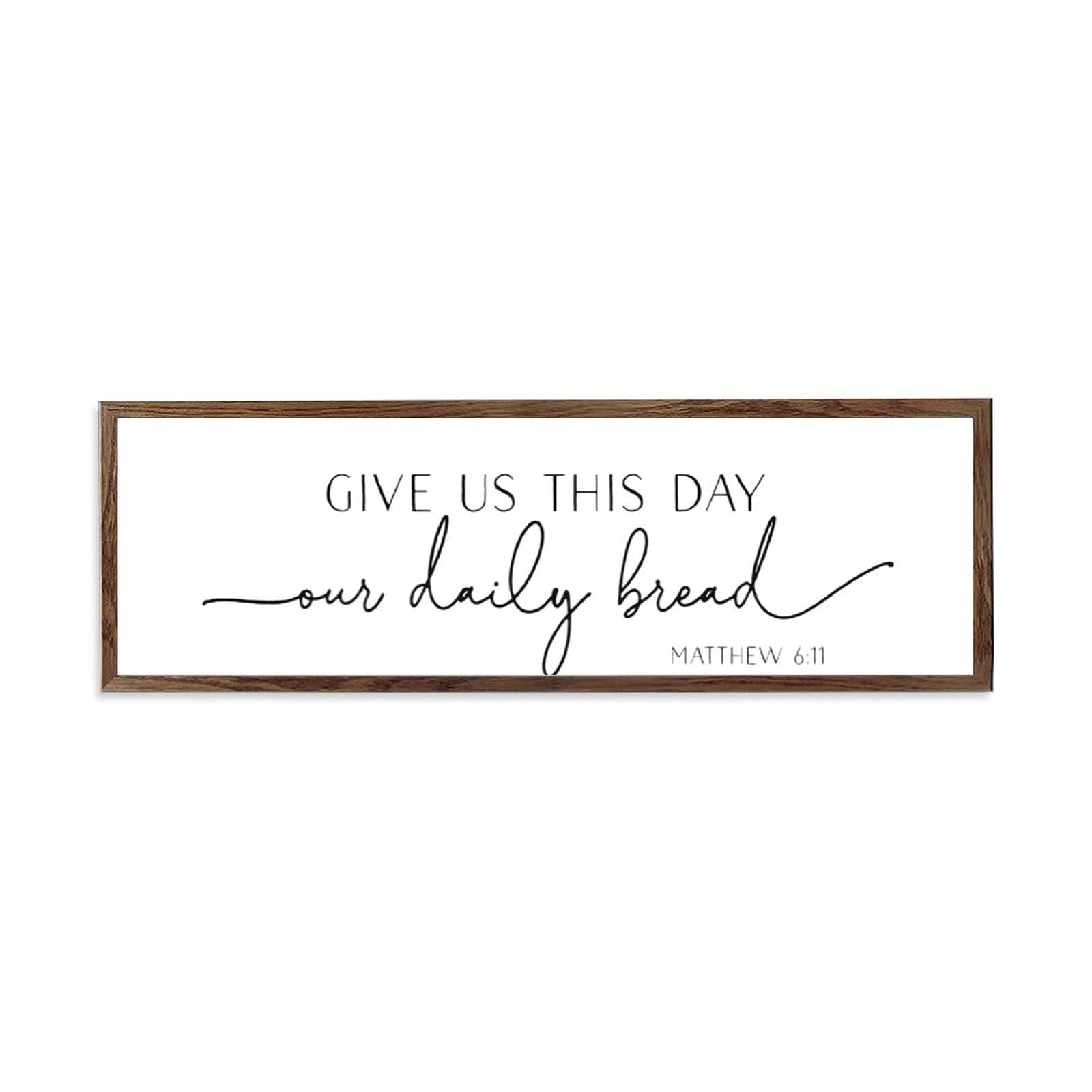 Rustic Farmhouse Wall Decor - 'Give Us This Day Our Daily Bread' Framed Wood Sign for Kitchen, Coffee Bar & Home | Matthew 6:11 Scripture Art | Perfect for Farmhouse, Modern & Christian Home Decor