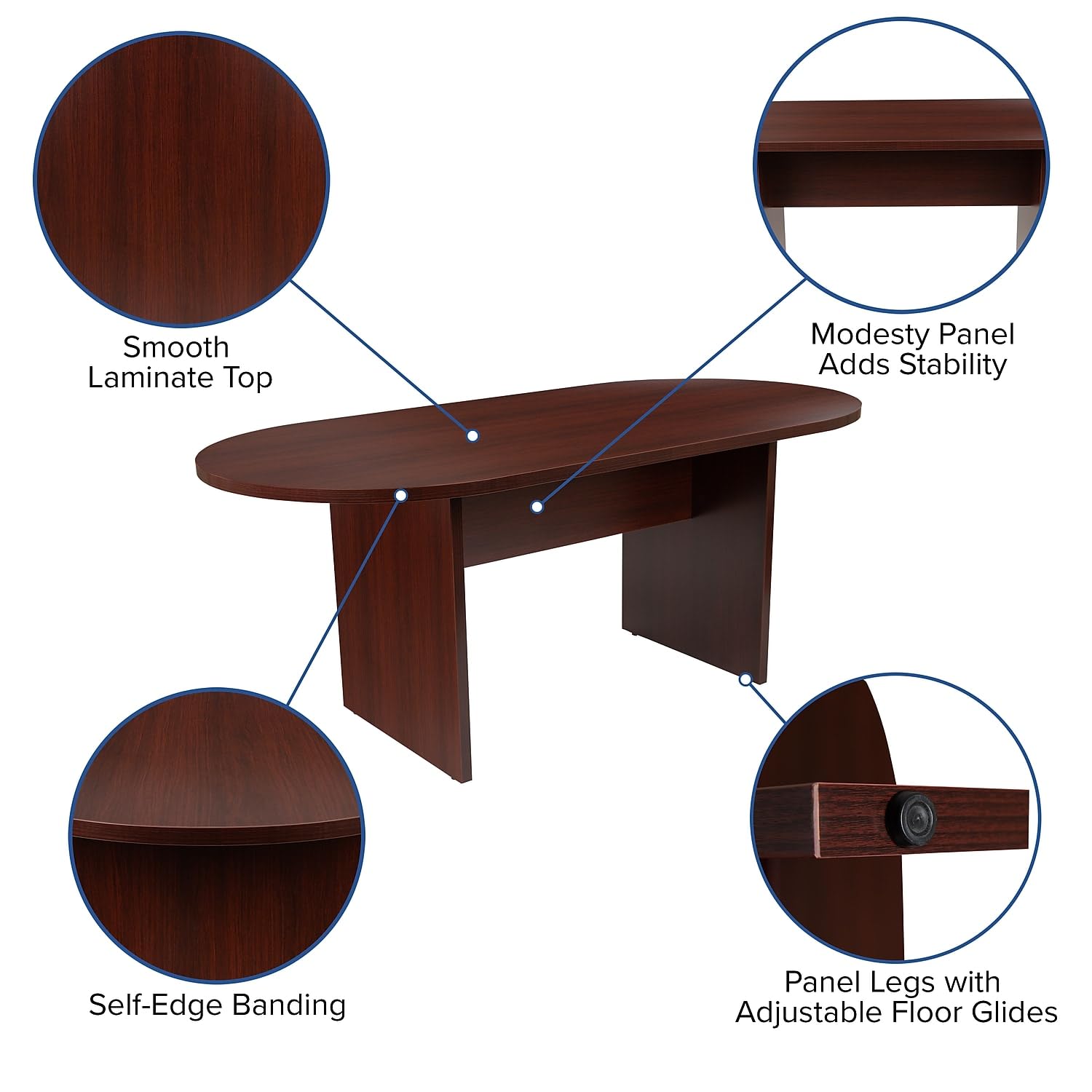 Flash Furniture Jones 6-Foot Oval Mahogany Conference Table - 72-Inch Large Meeting Table for Office, Boardroom & Conference Room Decor