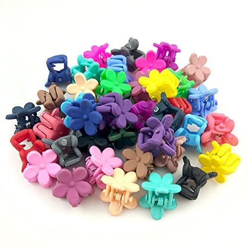 RUBELA 50-Pack Multicolor Floral Mini Hair Claw Clips - Cute Hair Clutchers & Barrettes for Women Girls - Perfect for School, Work, Parties & Everyday Hairstyles