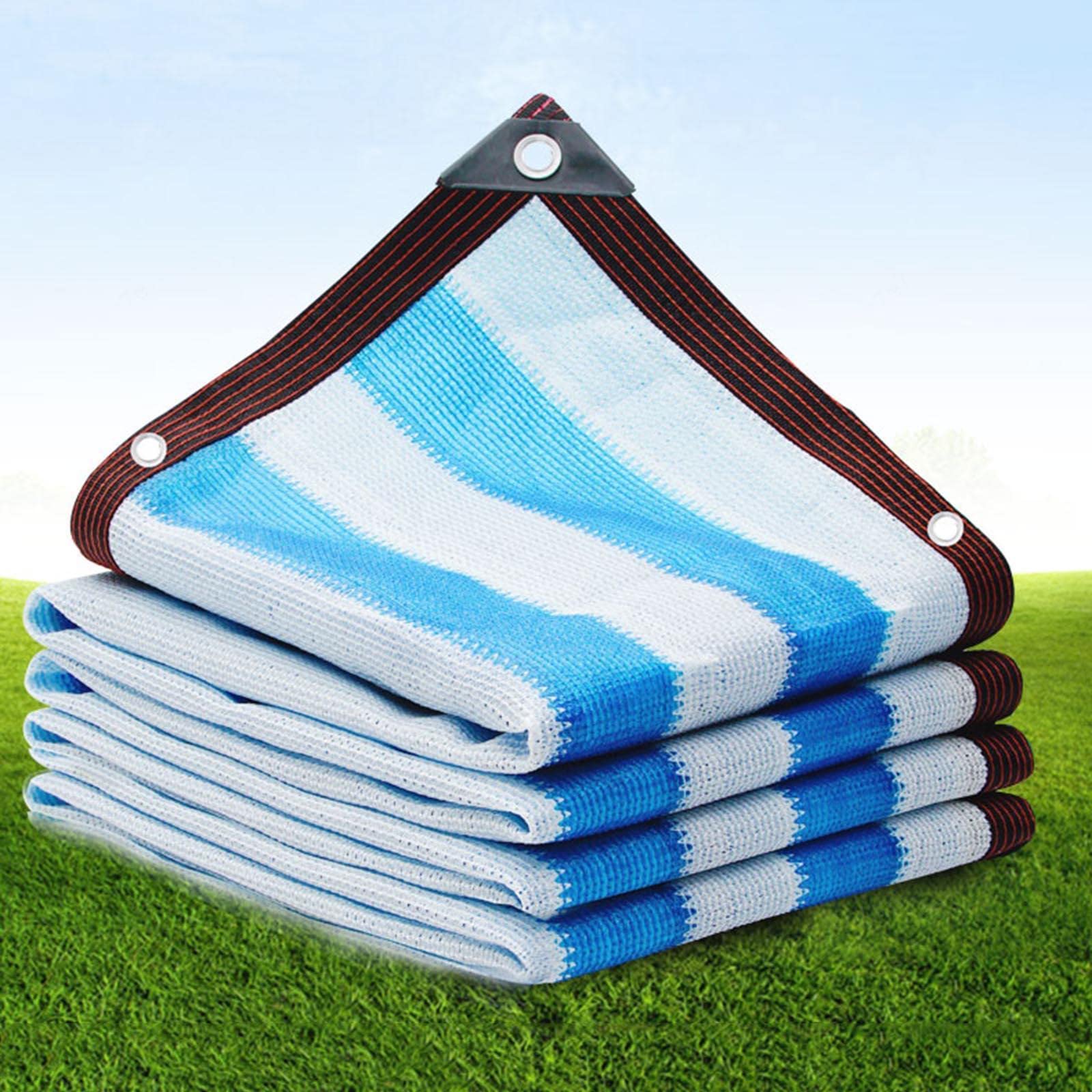 Premium Blue & White Striped Shade Netting - 90% UV Block Sunscreen Fabric, Breathable Privacy Screen Mesh for Garden Greenhouse Plants (5x10m/16.4x32.8ft) | Outdoor Sun Protection, Patio Cover & Plant Shade Solution