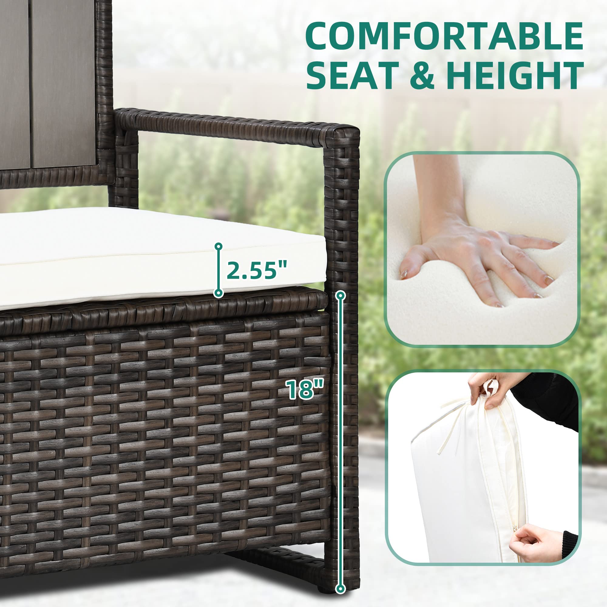 YITAHOME 70 Gallon Outdoor Storage Bench with Weather-Resistant Woven Rattan - Patio Deck Box, Wicker Storage Seat for Garden Tools, Pool Accessories & Outdoor Cushions (Brown) - Perfect for Backyard, Poolside & Patio Organization